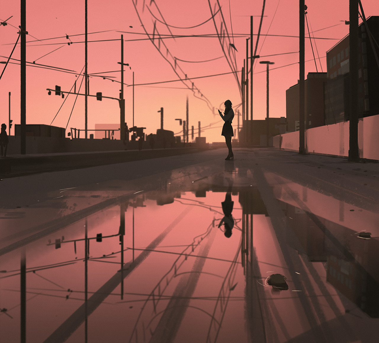 Atey Ghailan Paint Brushes Drawing Train Station Waiting 1280x1160