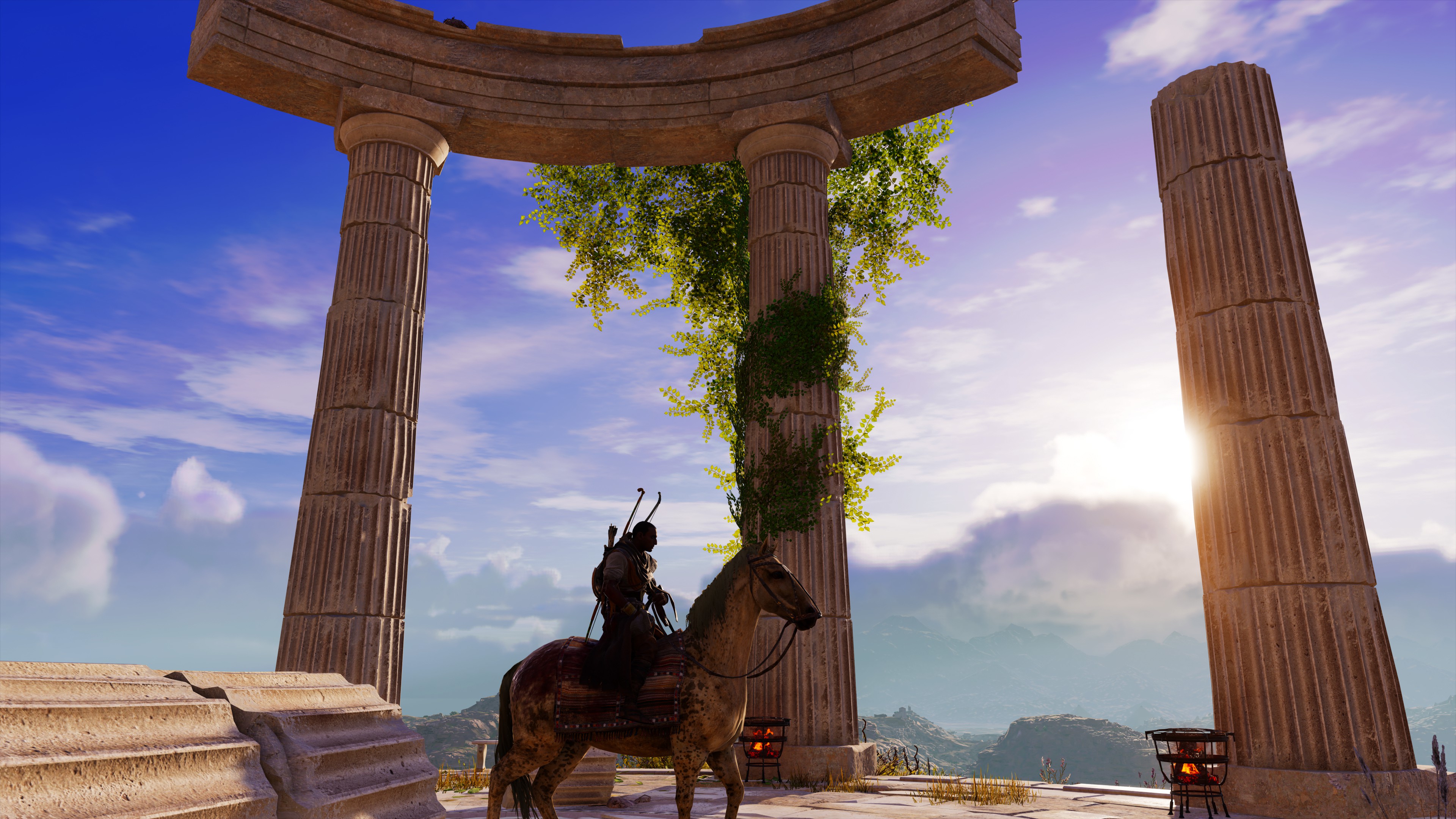 Assassins Creed Origins Screen Shot Greek Columns Video Game Art 3840x2160