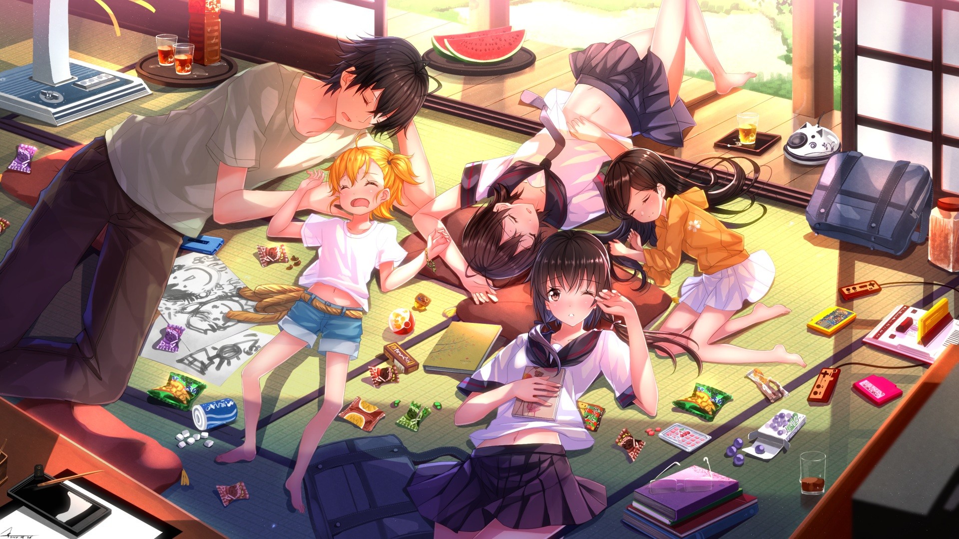 Anime Anime Girls Swordsouls Barakamon Anime Boys Kotoishi Naru Handa Seishuu Sleeping Arai Tamako K 1920x1080