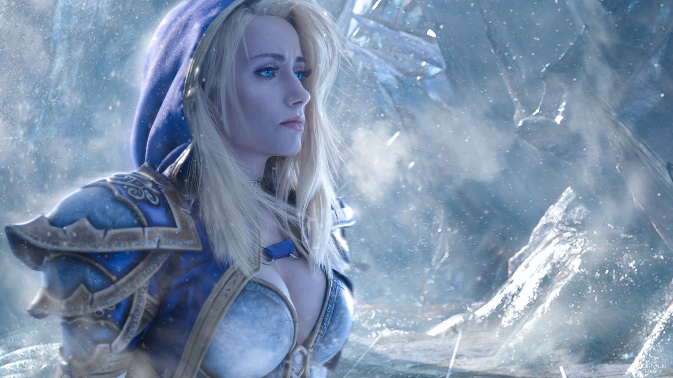 Cosplay World Of Warcraft Blonde Jaina Proudmoore Blue Eyes 2560x1440