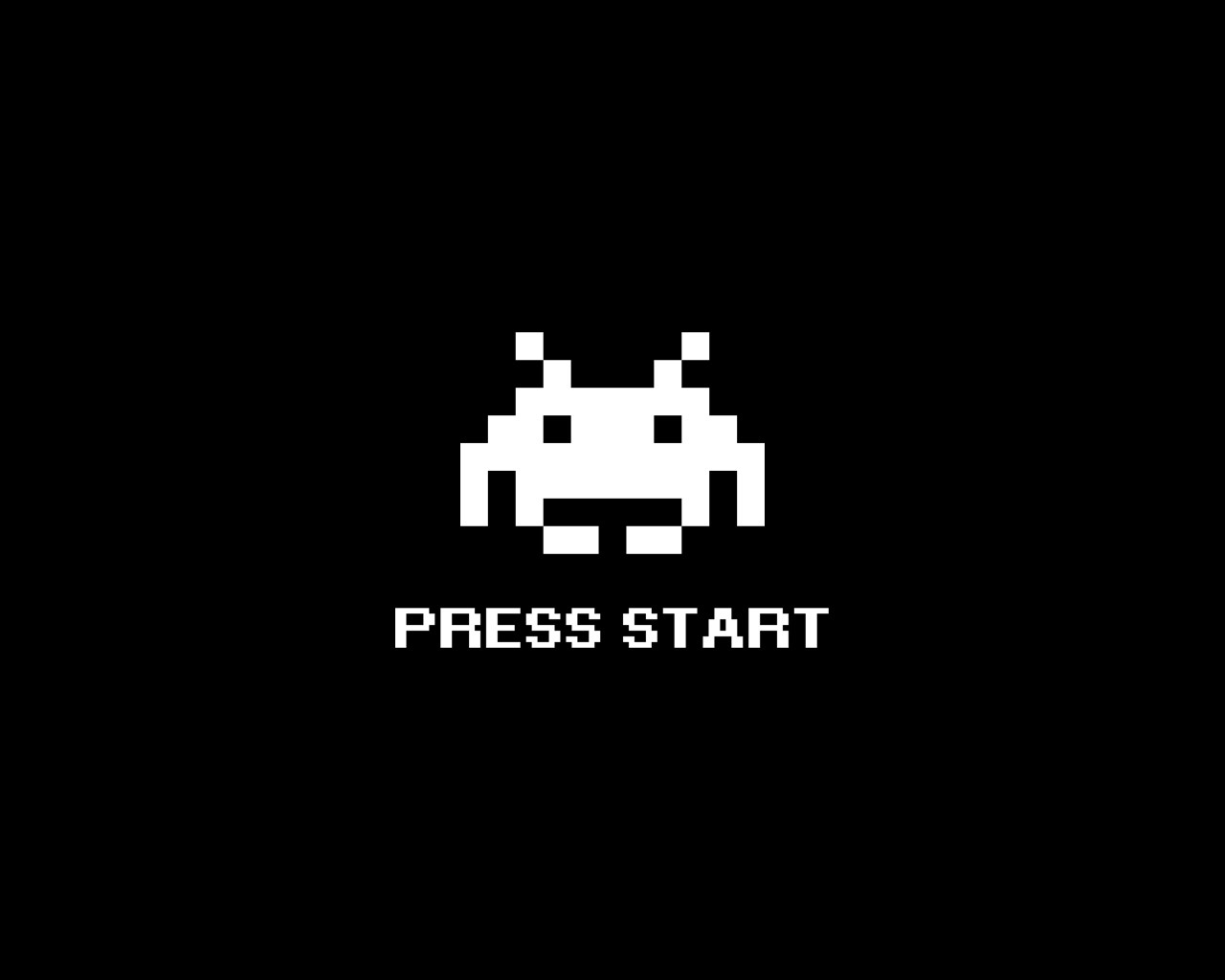 Space Invaders Video Games Retro Games Video Game Art Simple Background Minimalism Monochrome 1280x1024