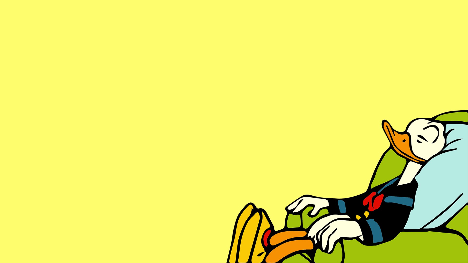 Donald Duck Chair Rest Cartoon Simple Background 1920x1080