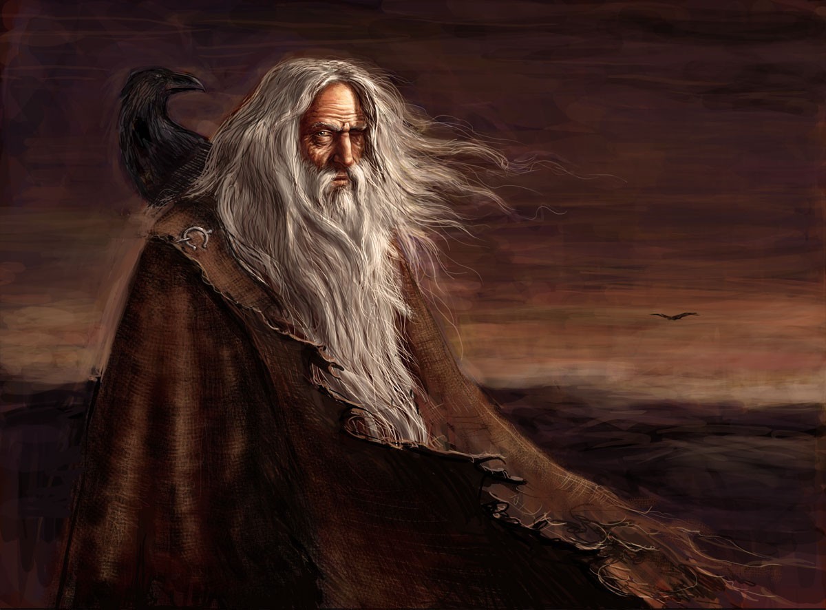 Painting Painting Vikings Mythology Odin Raven Huginn Muninn 1200x886