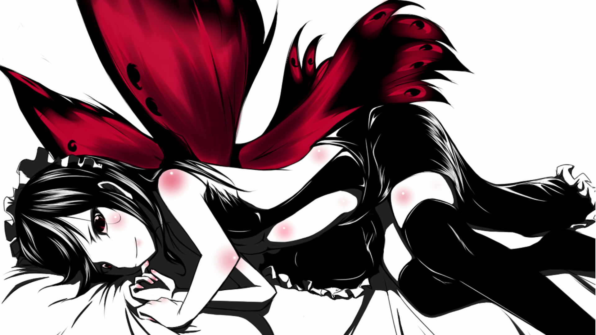 Kuroyukihime Accel World Black Lotus Accel World Accel World Anime Girl Blush Smile Wings Thigh High 1920x1080