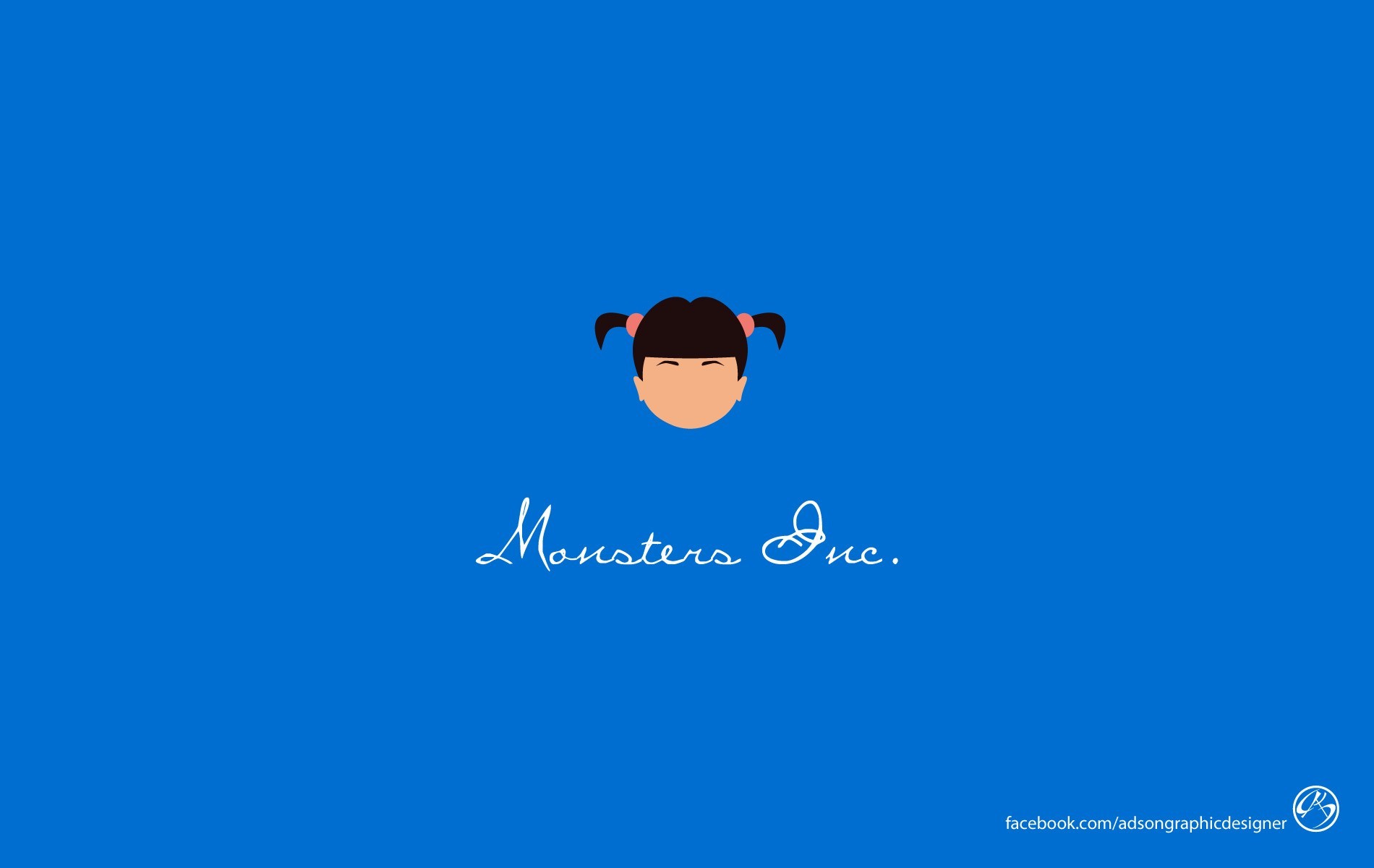 Minimalism Monsters Inc Blue Background Text 1900x1200