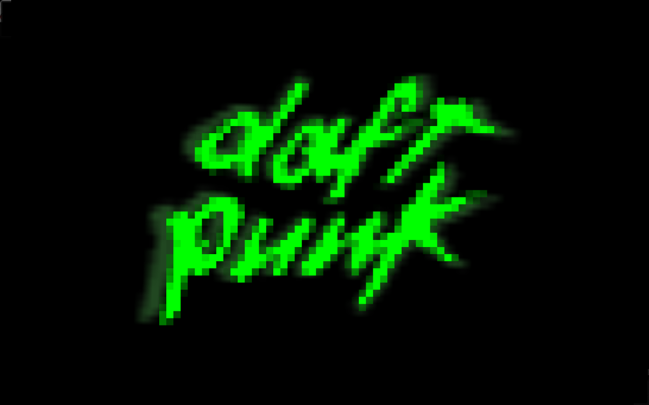 Daft Punk Typography Pixelated Pixel Art Green Simple Background Black Background 1280x800