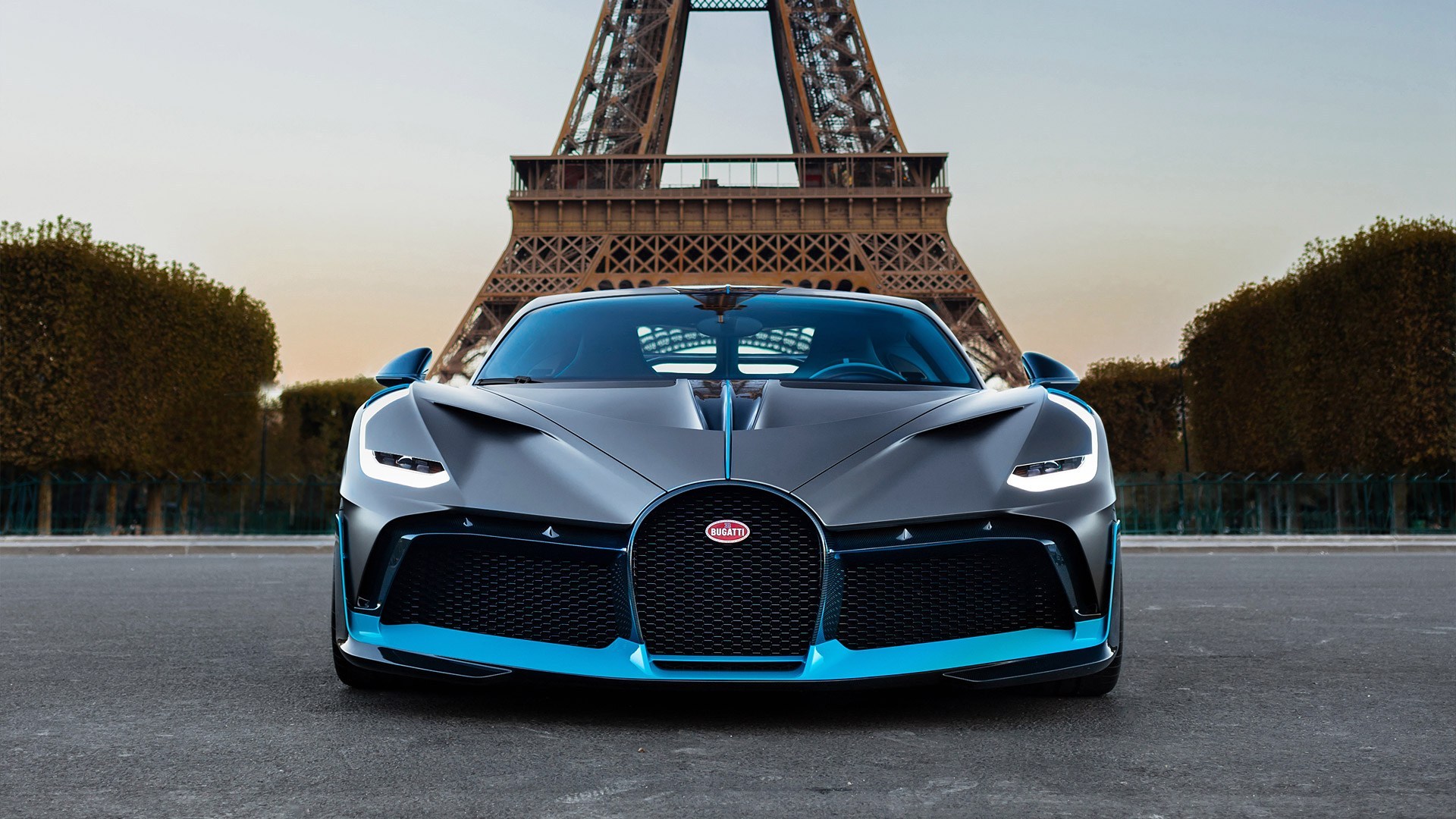 Bugatti Bugatti Divo Car Eiffel Tower France Frontal View 1920x1080