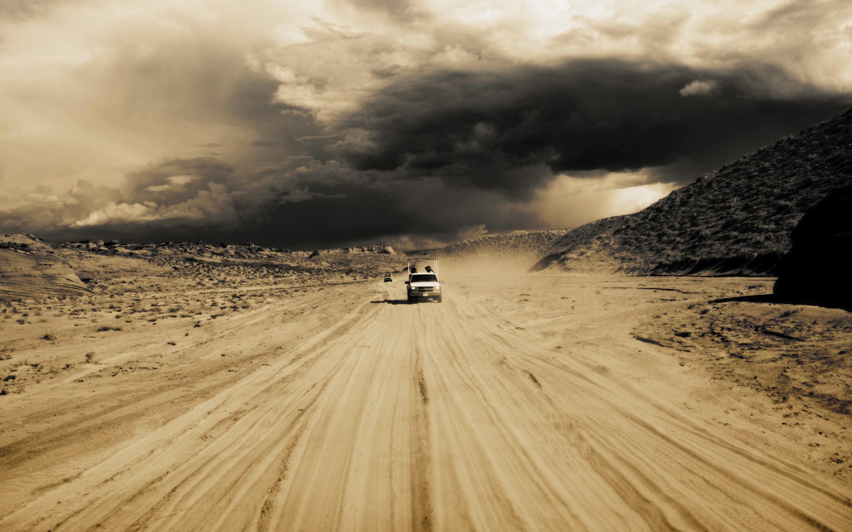 Desert Sand Car Vehicle Sky Landscape Chevrolet Chevy 1680x1050