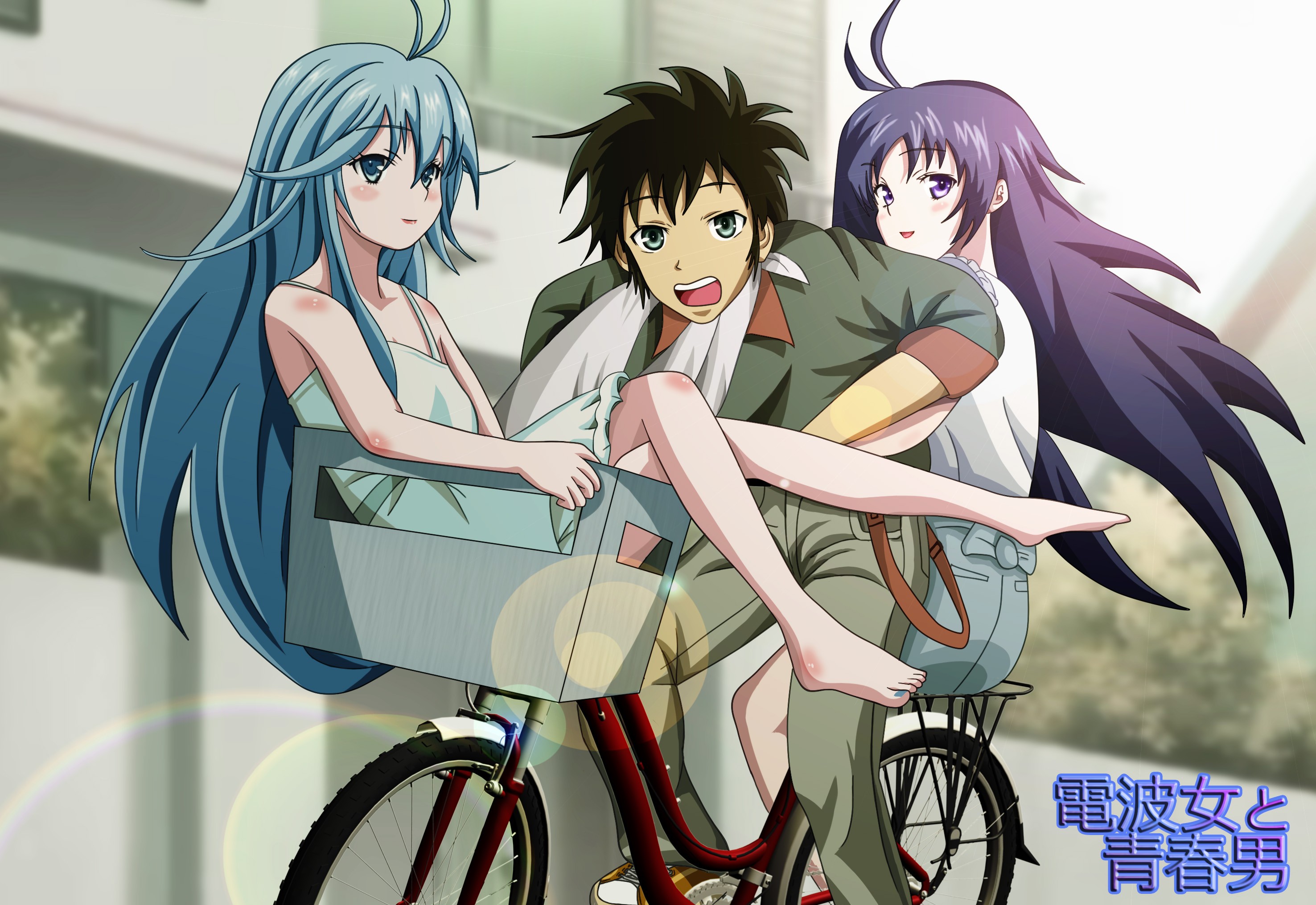 Denpa Onna To Seishun Otoko Touwa Erio Touwa Meme Niwa Makoto Anime Girls Purple Hair Bicycle 2952x2031