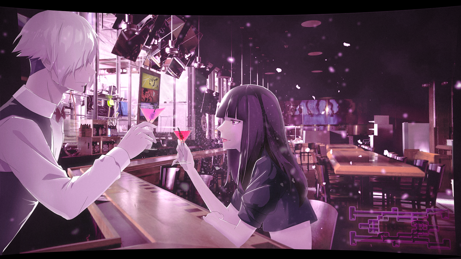 Bar Drink Anime Girls Death Parade 1600x900