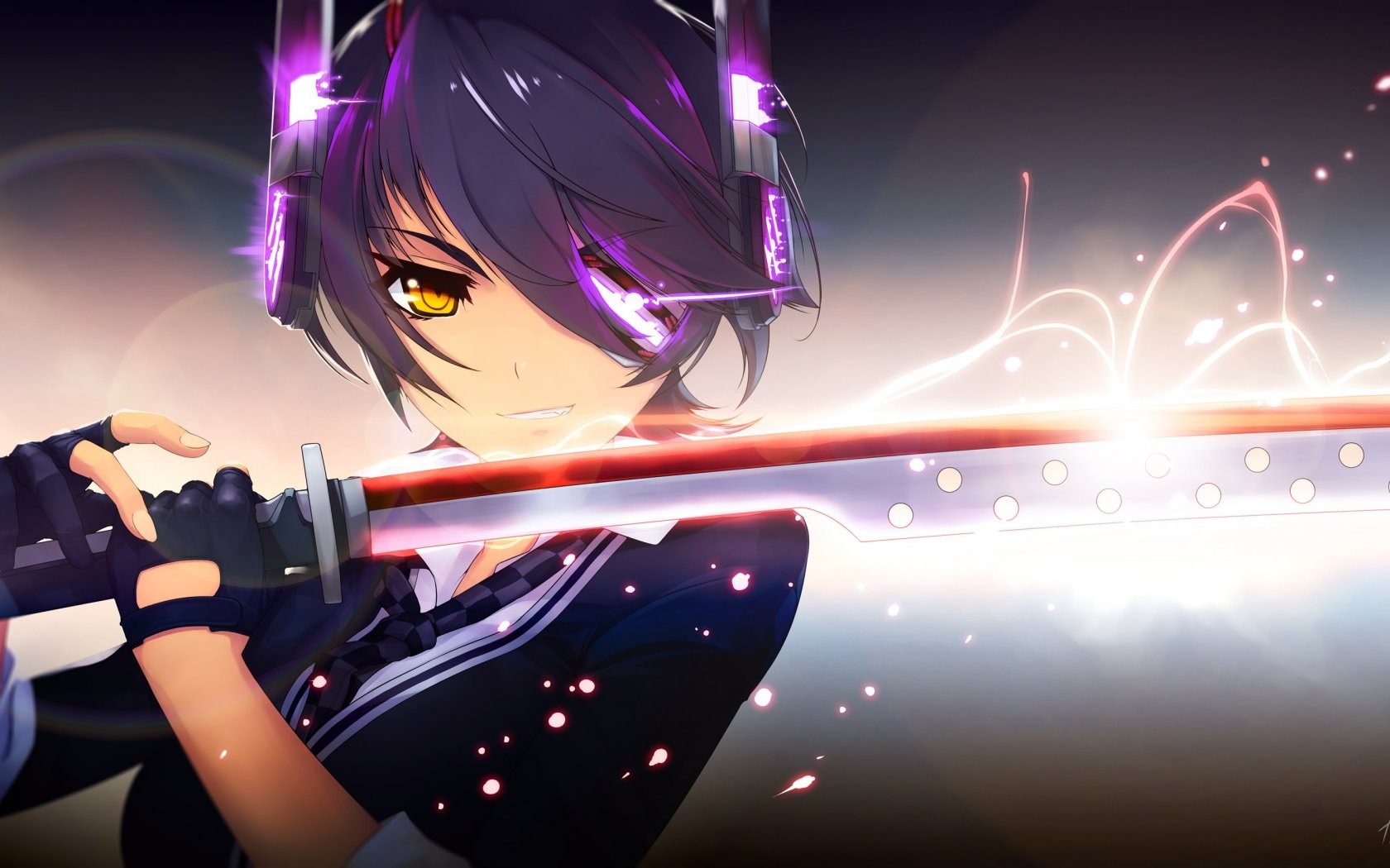 Anime Girls Anime Sword Katana Yellow Eyes Weapon Wallpaper Resolution1680x1050 Id217065 5258