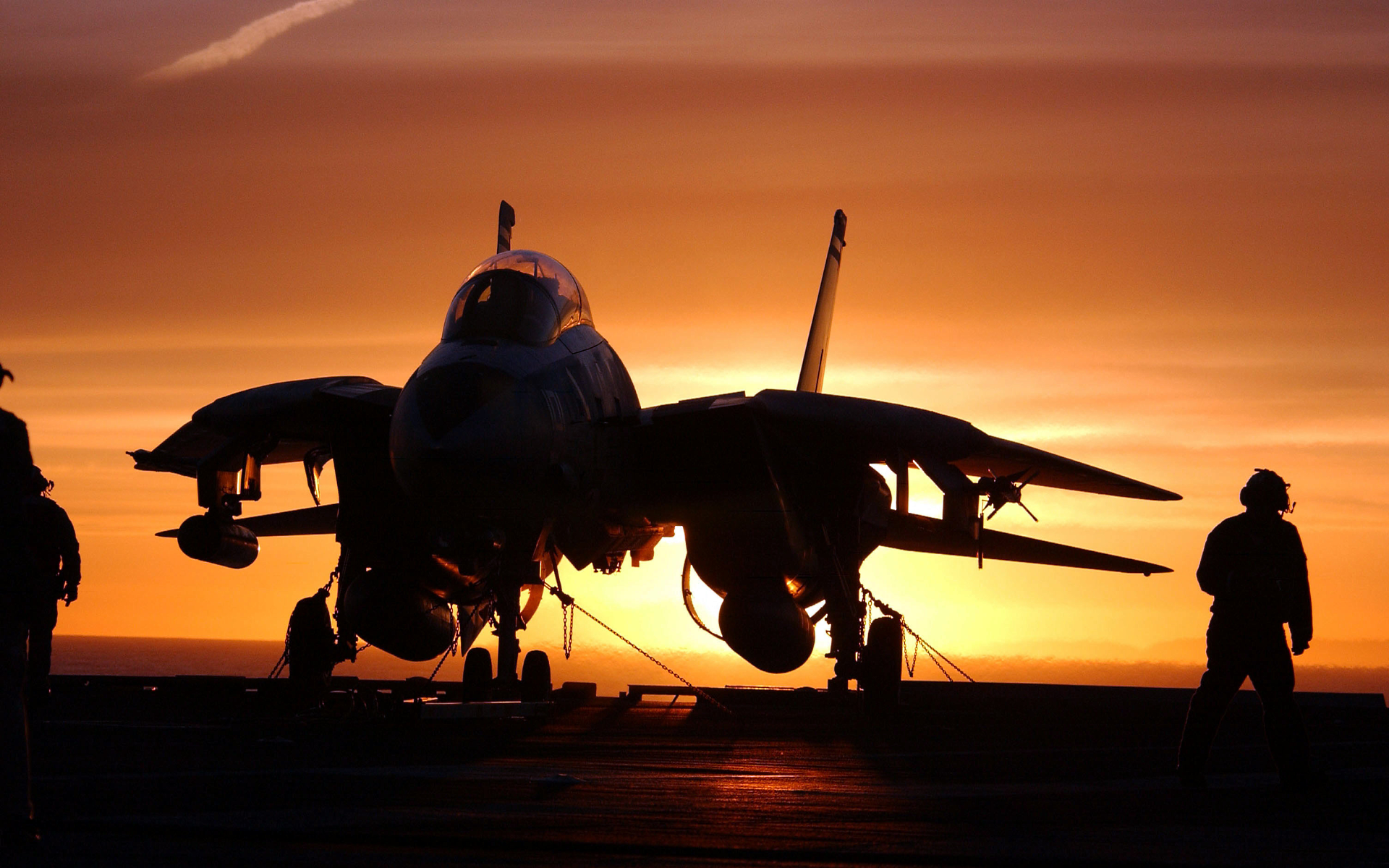 F 14 Tomcat Sunset Orange Sky Military Military Aircraft Silhouette Jet Fighter 1920x1200