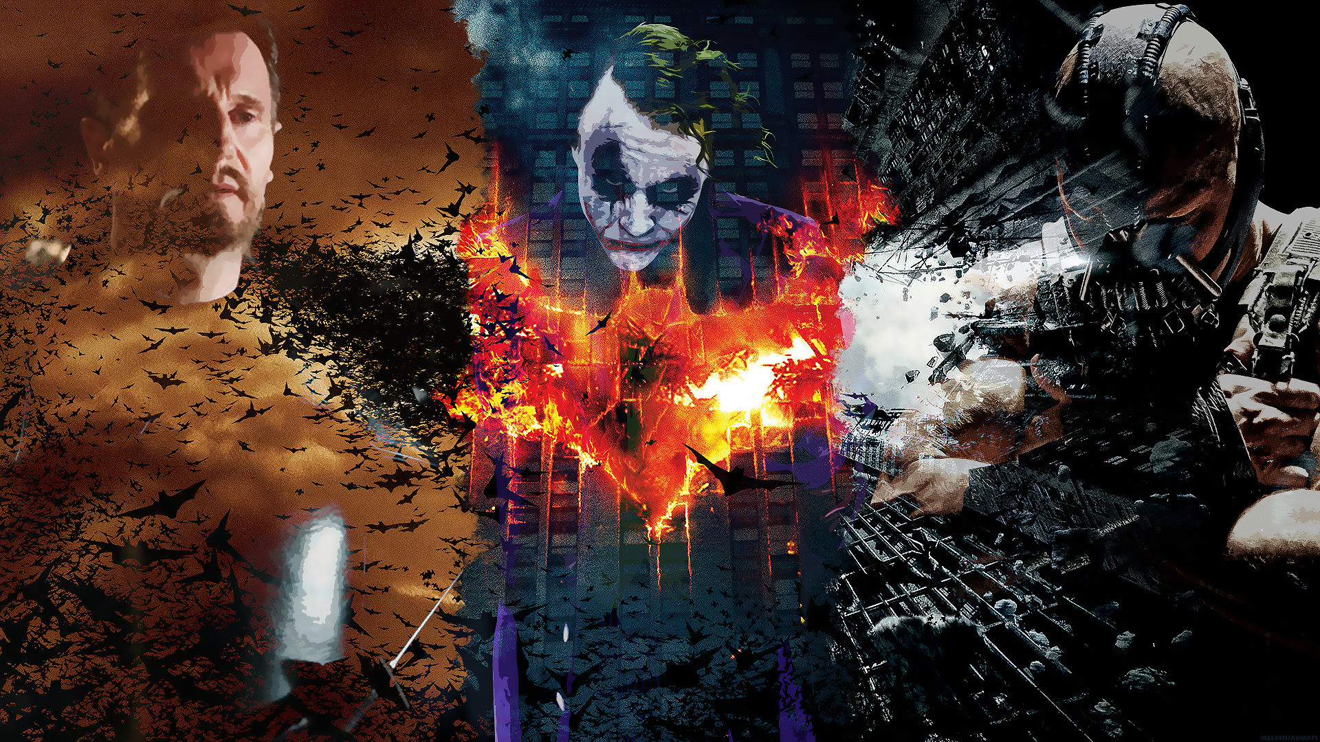 Collage Batman Begins The Dark Knight The Dark Knight Rises Movies 1920x1080