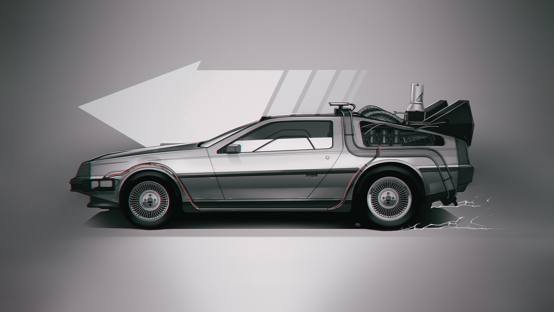 Car Time Machine Artwork Movies Back To The Future DeLorean Vehicle Side View 1920x1080