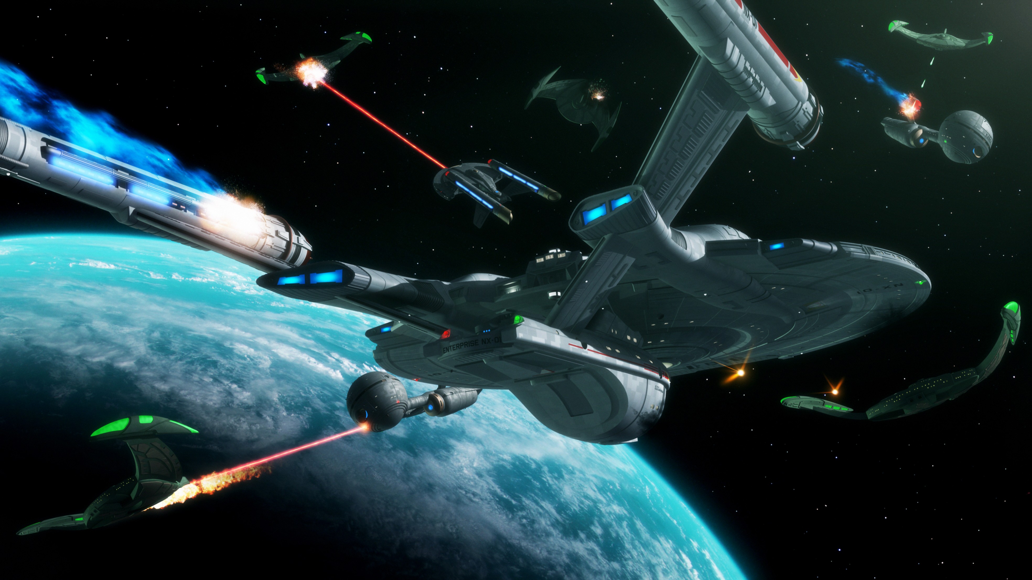 Star Trek USS Enterprise Spaceship Space Battle 3936x2214