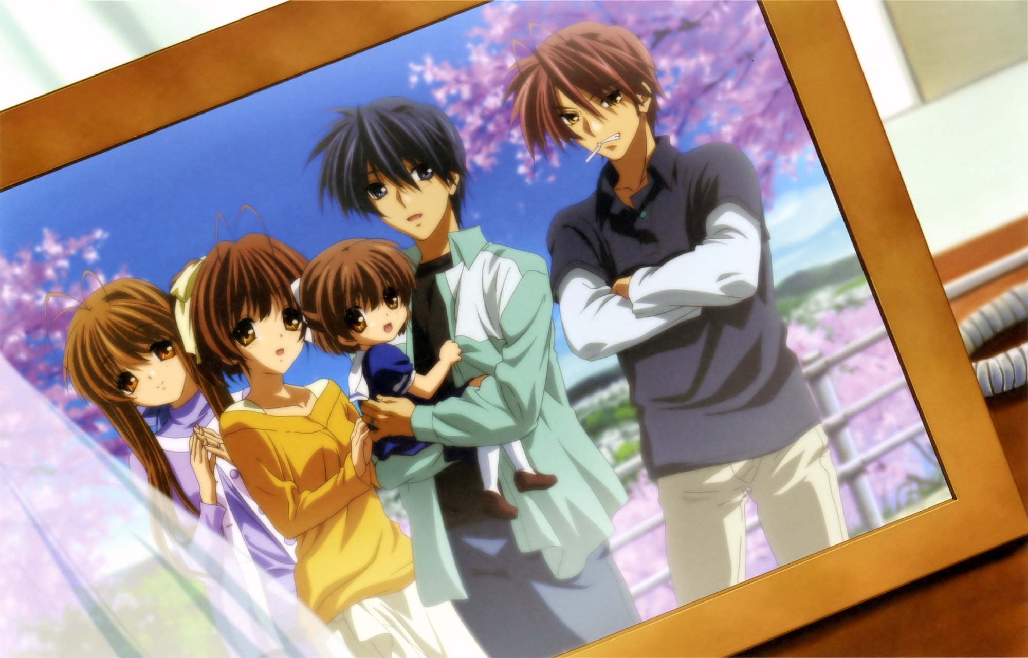 Clannad Anime Nagisa Furukawa Ushio Okazaki Akio Furukawa Sanae Furukawa Tomoya Okazaki 2000x1281