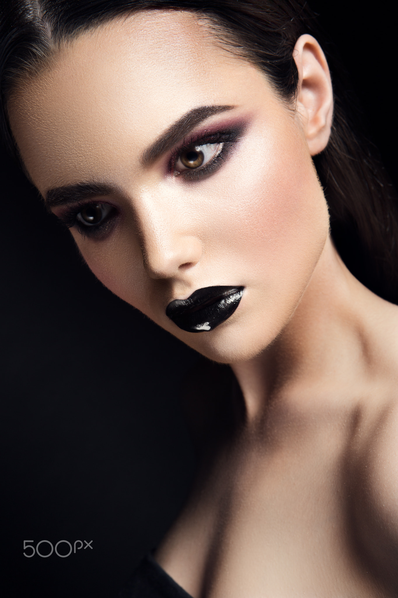 Makeup Black Lipstick Women Model Portrait 1365x2048