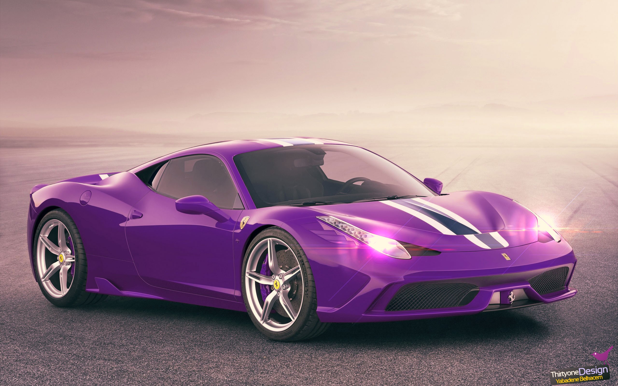 Ferrari Digital Art Purple Cars Car Vehicle 2560x1600