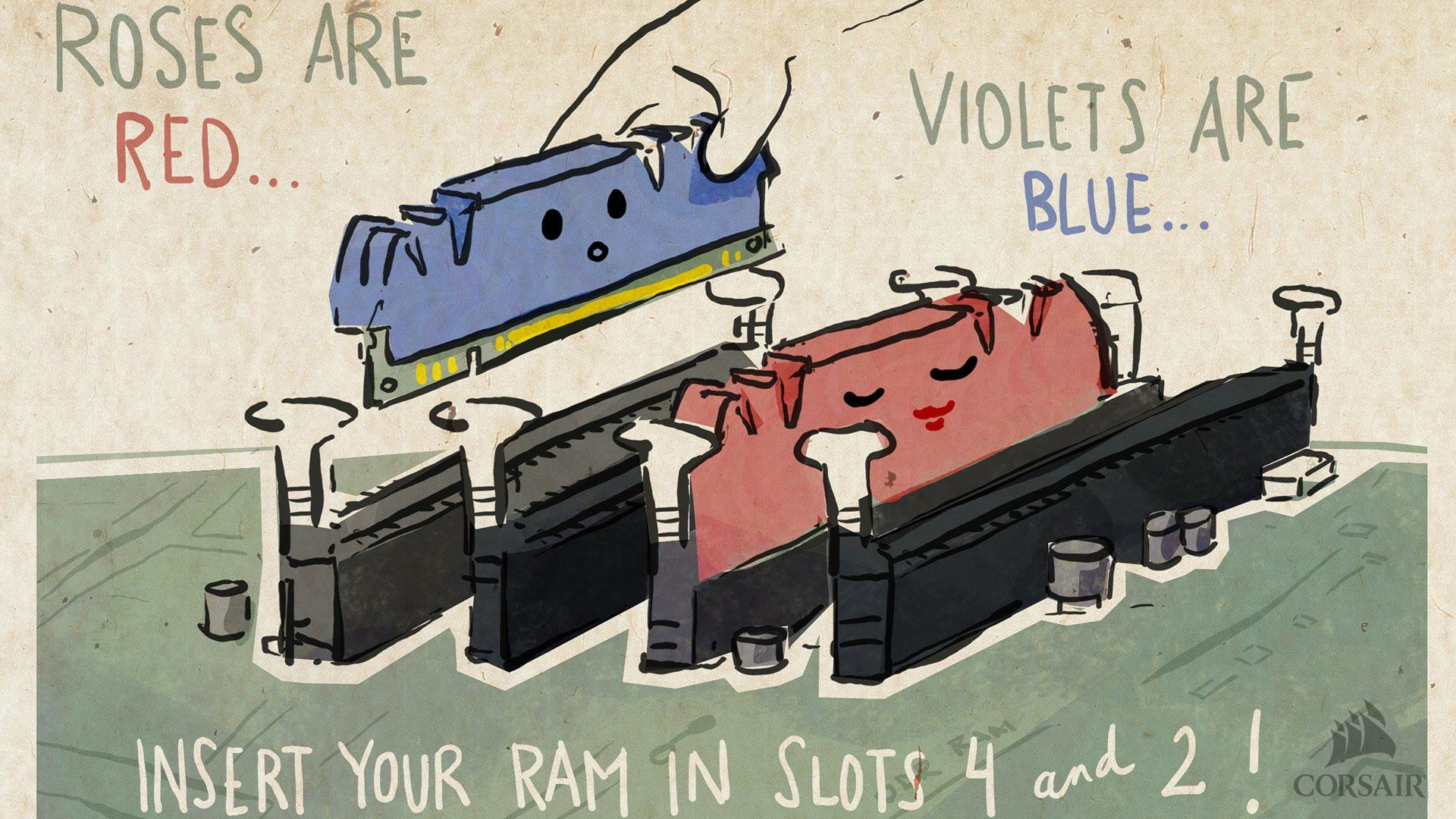 Computer Love Corsair RAM Computing Infographics Humor Artwork 1920x1080