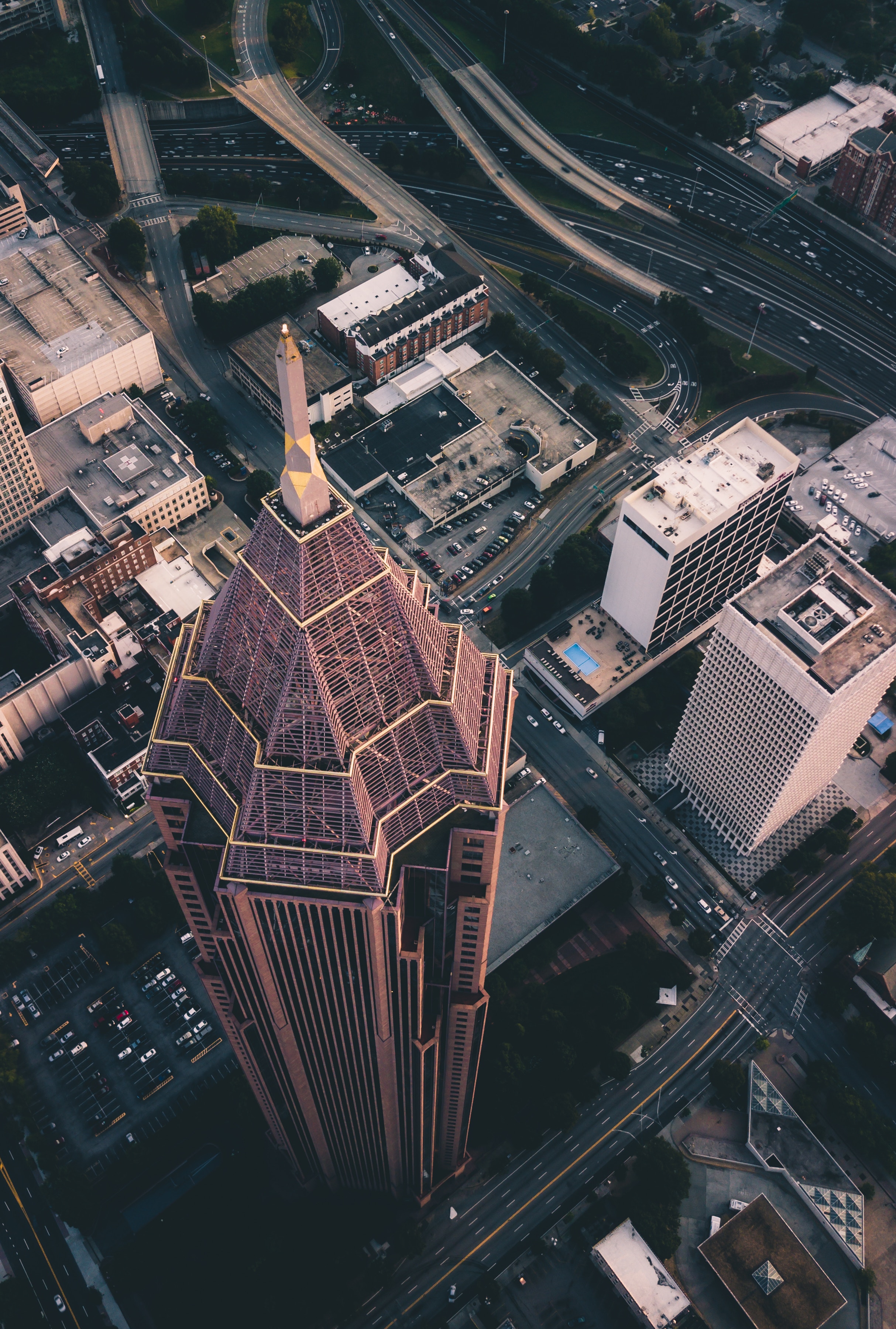 Atlanta City Building Urban Architecture Car Rooftops Birds Eye View Street Tower USA Portrait Displ 2427x3600