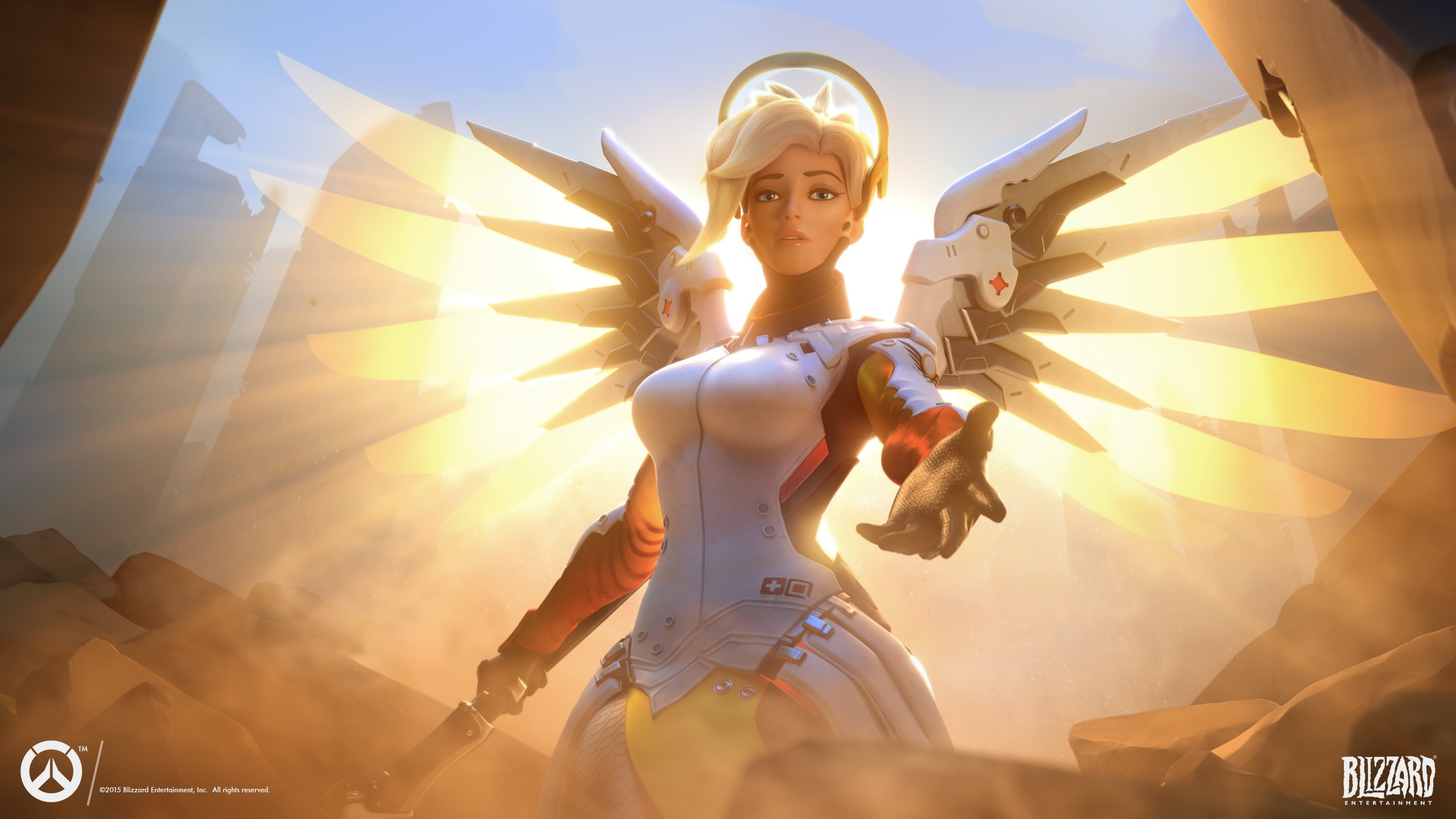 Overwatch Angel Wings Blizzard Entertainment Angela Ziegler Overwatch Mercy Overwatch Mercy Overwatc 2560x1440
