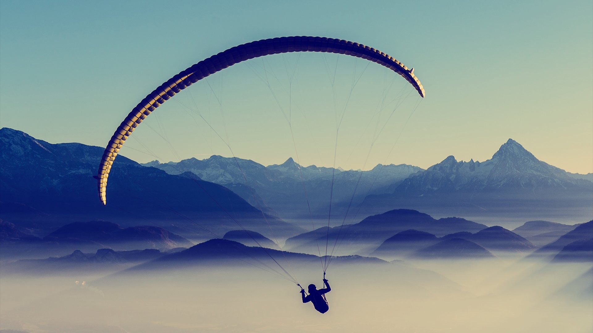 Landscape Mountains Paragliding Sport Nature Sky Mist 1920x1080