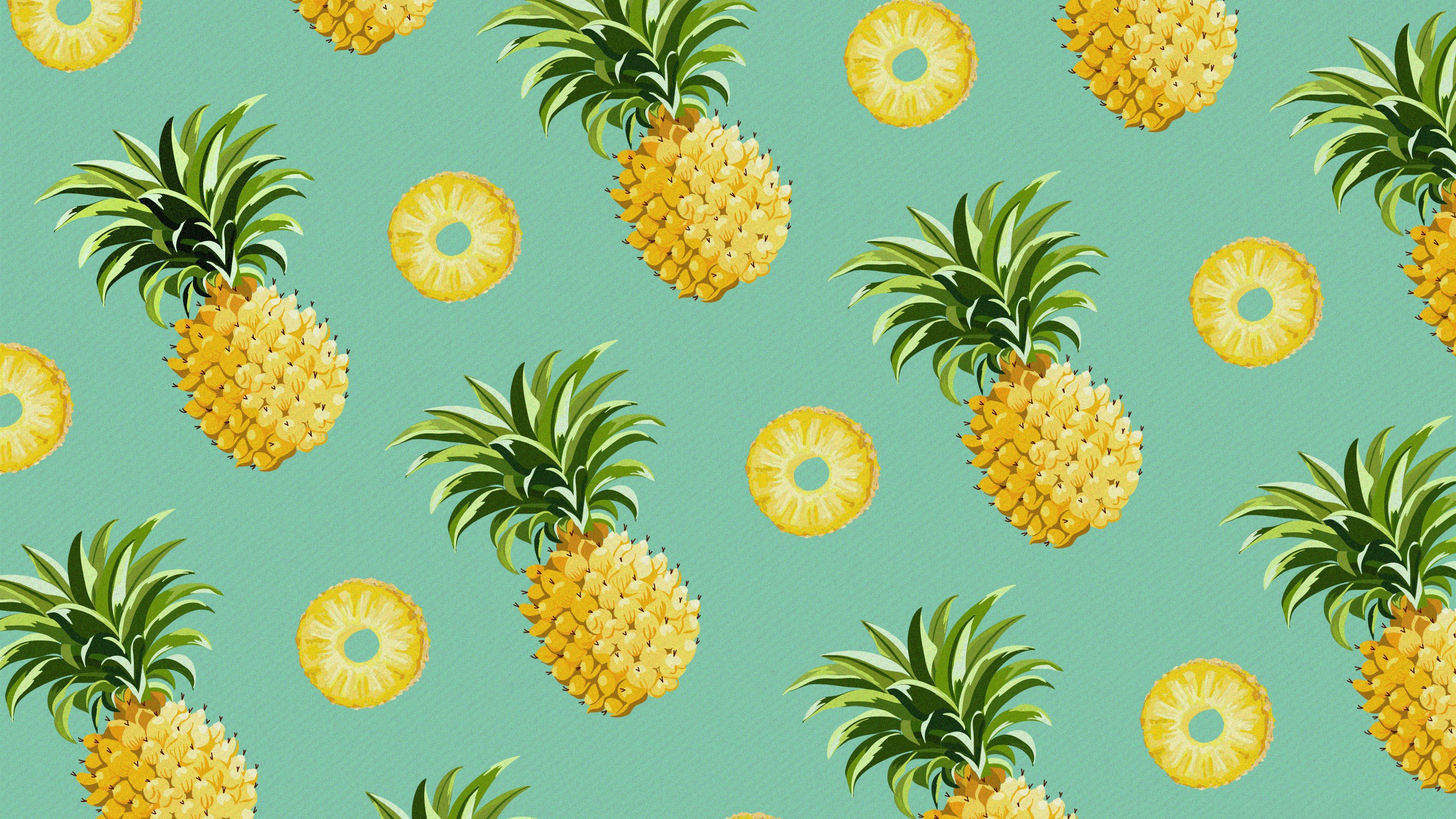 Pineapples Pattern Minimalism Green Fruit Yellow 2560x1440