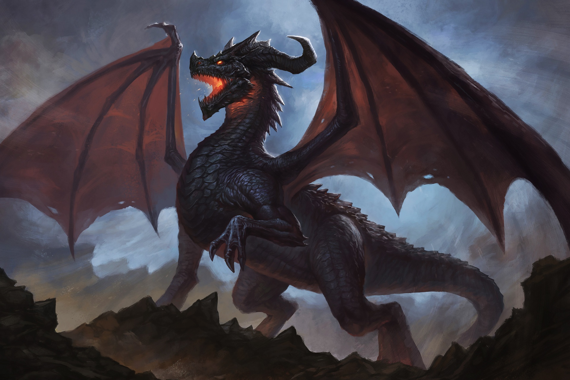 Dragon Creature Artwork Fantasy Art Angan Kelana Low Angle 1920x1280