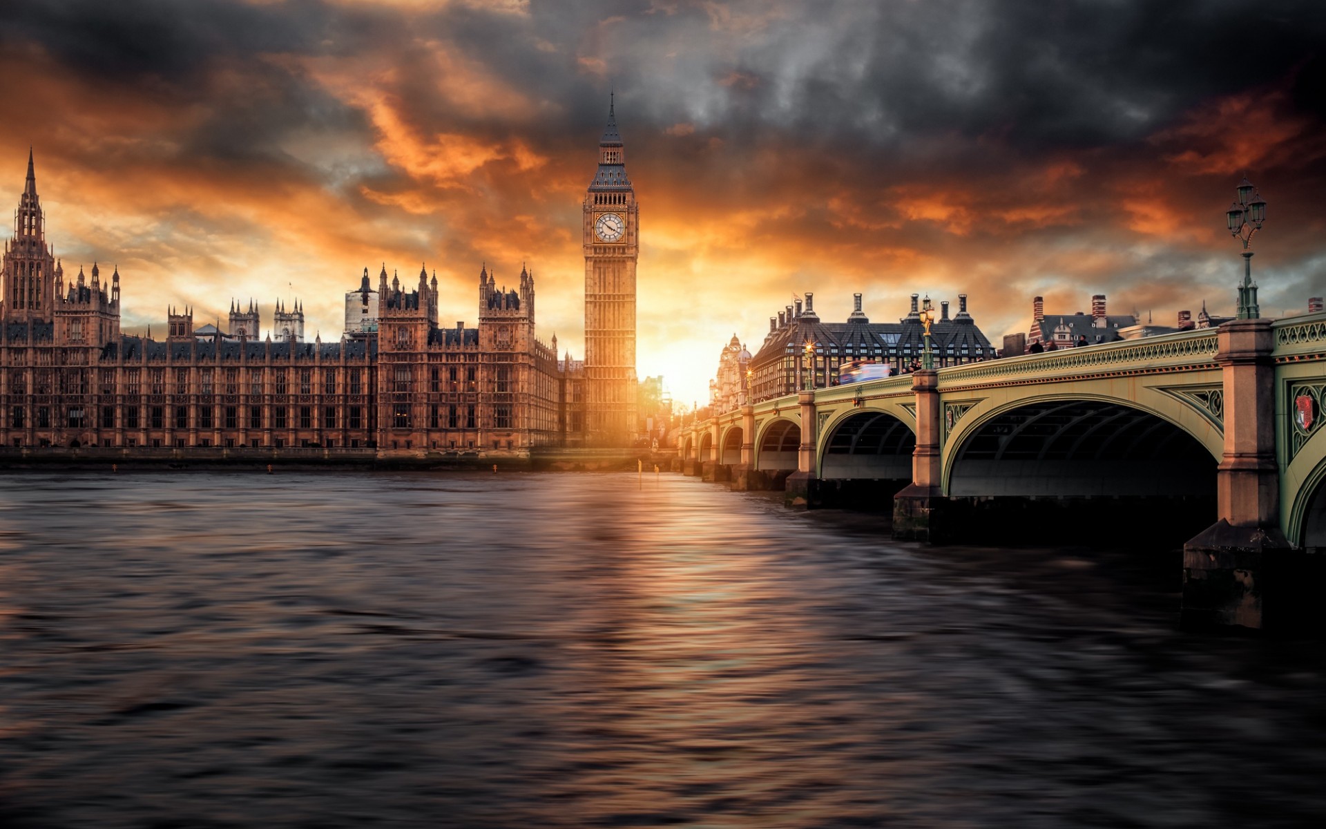 London City Sunset Cloud Big Ben 1920x1200