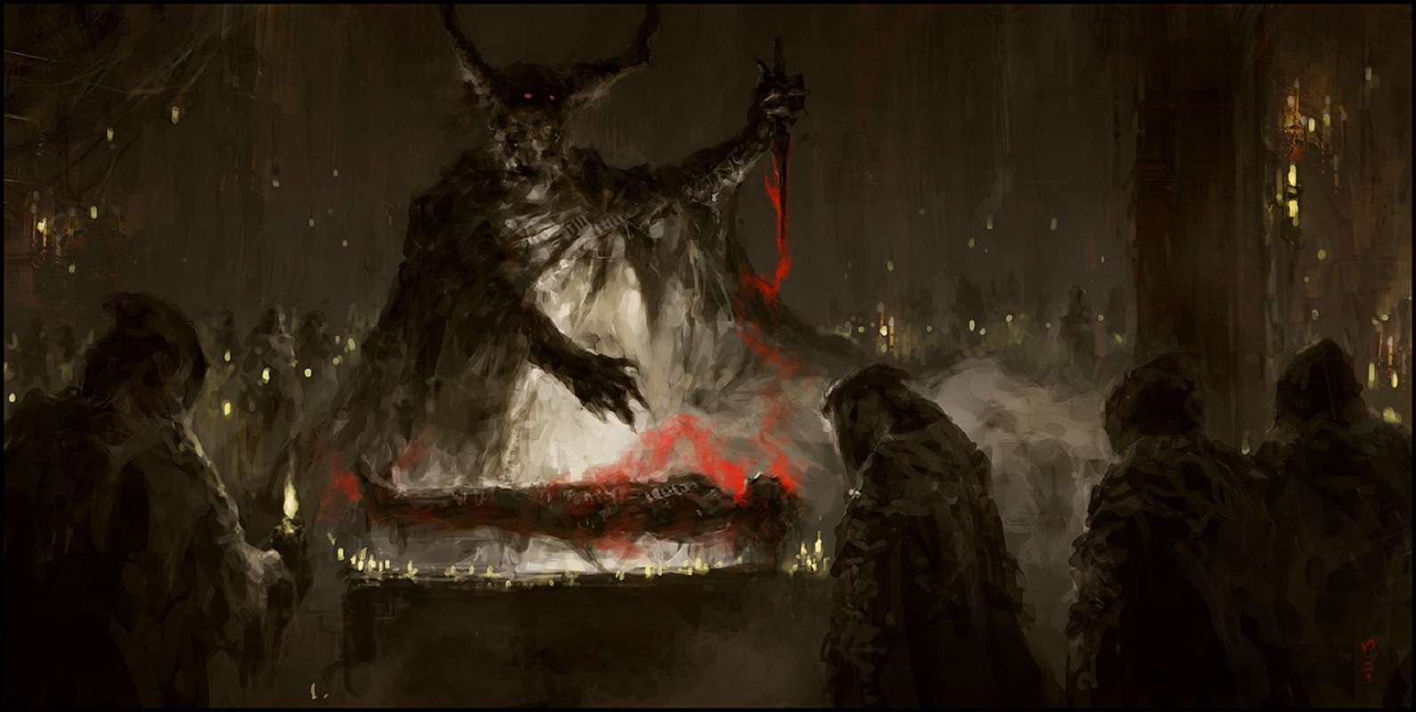 Chris Cold Dagger Evil Fantasy Art Demon Candles 1591x800