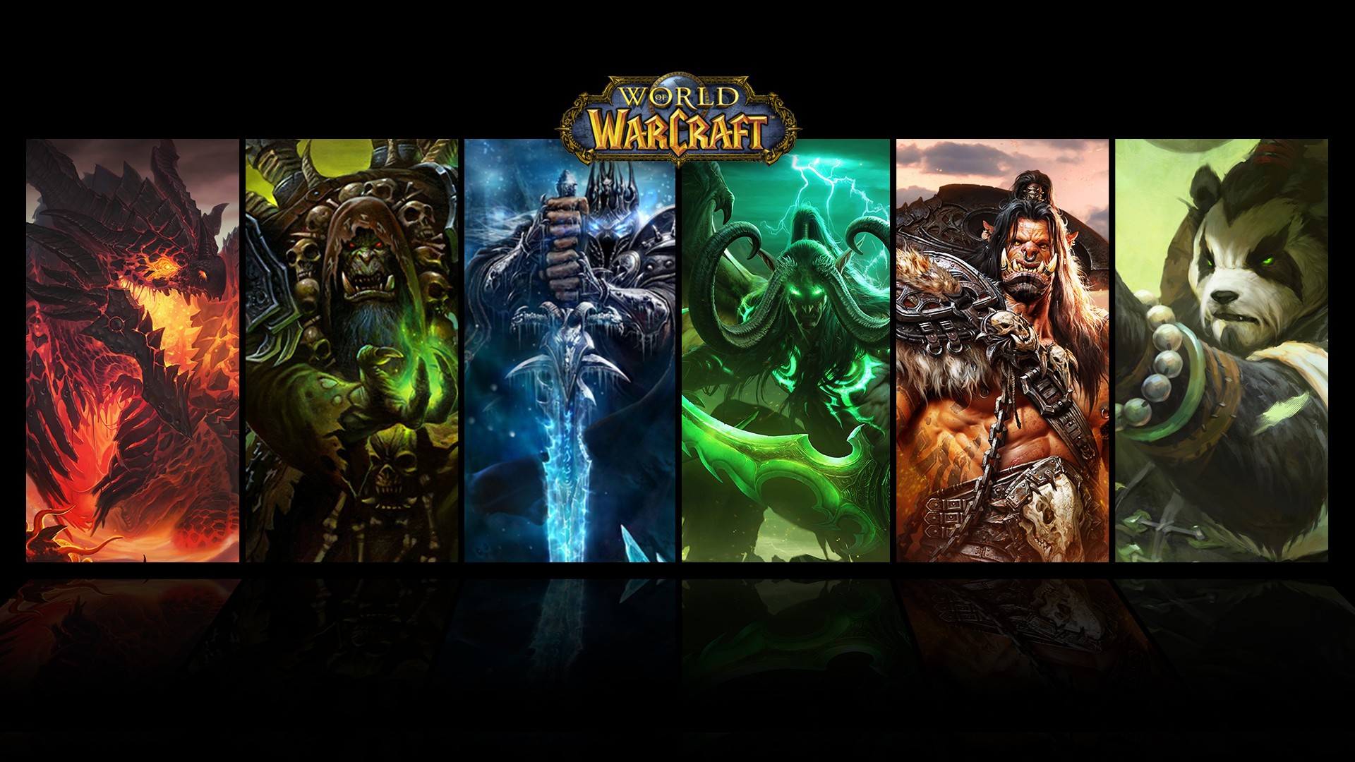 World Of Warcraft Deathwing Arthas Guldan Illidan Stormrage Grommash Hellscream Warcraft Collage Vid 1920x1080