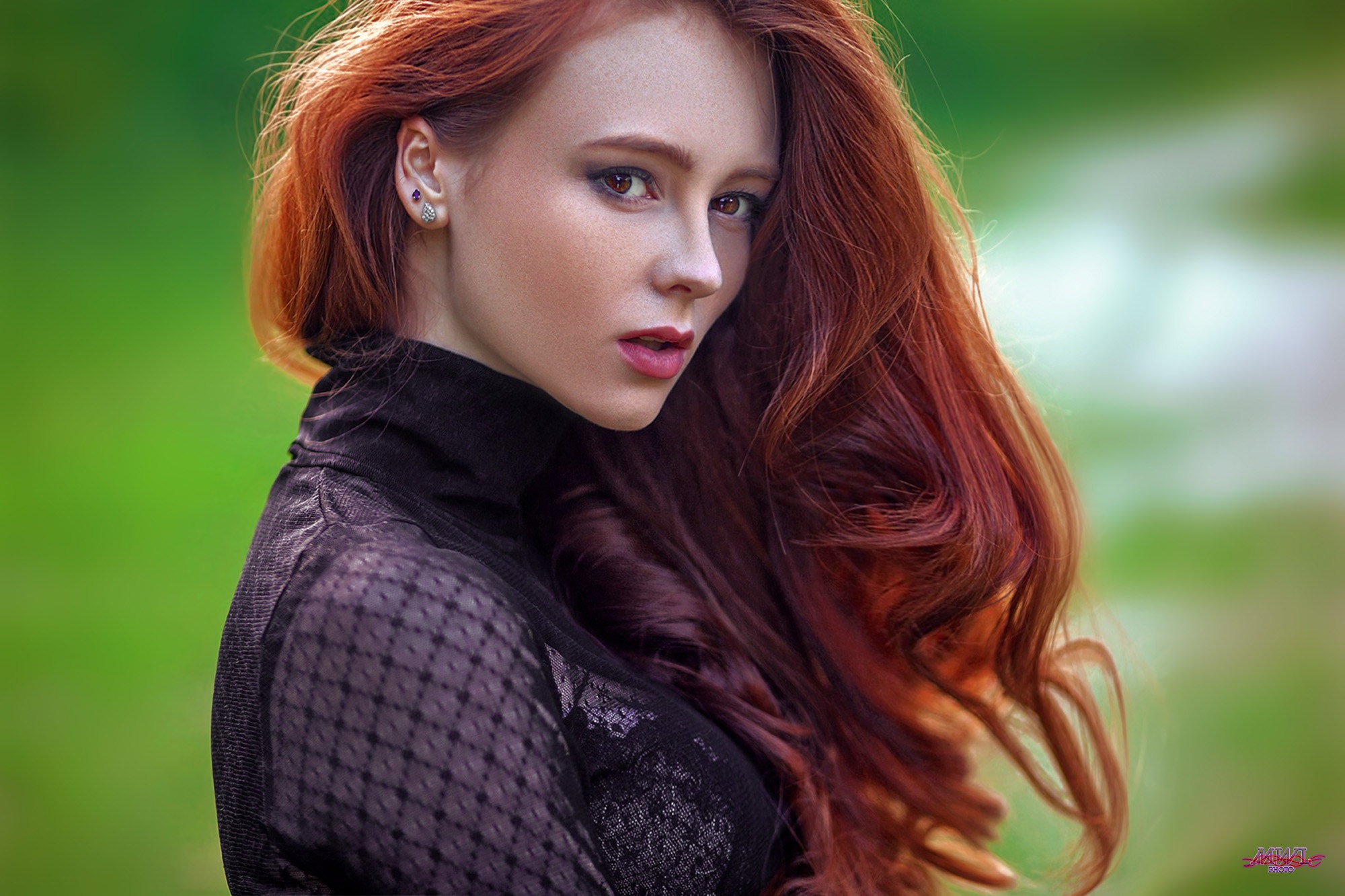 Redhead Long Hair Brown Eyes Women MWL Photo Alexandra Girskaya 2000x1333