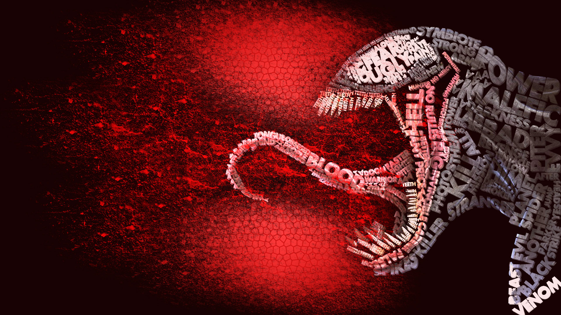 Venom Spider Man Text 3D Blood 1920x1080