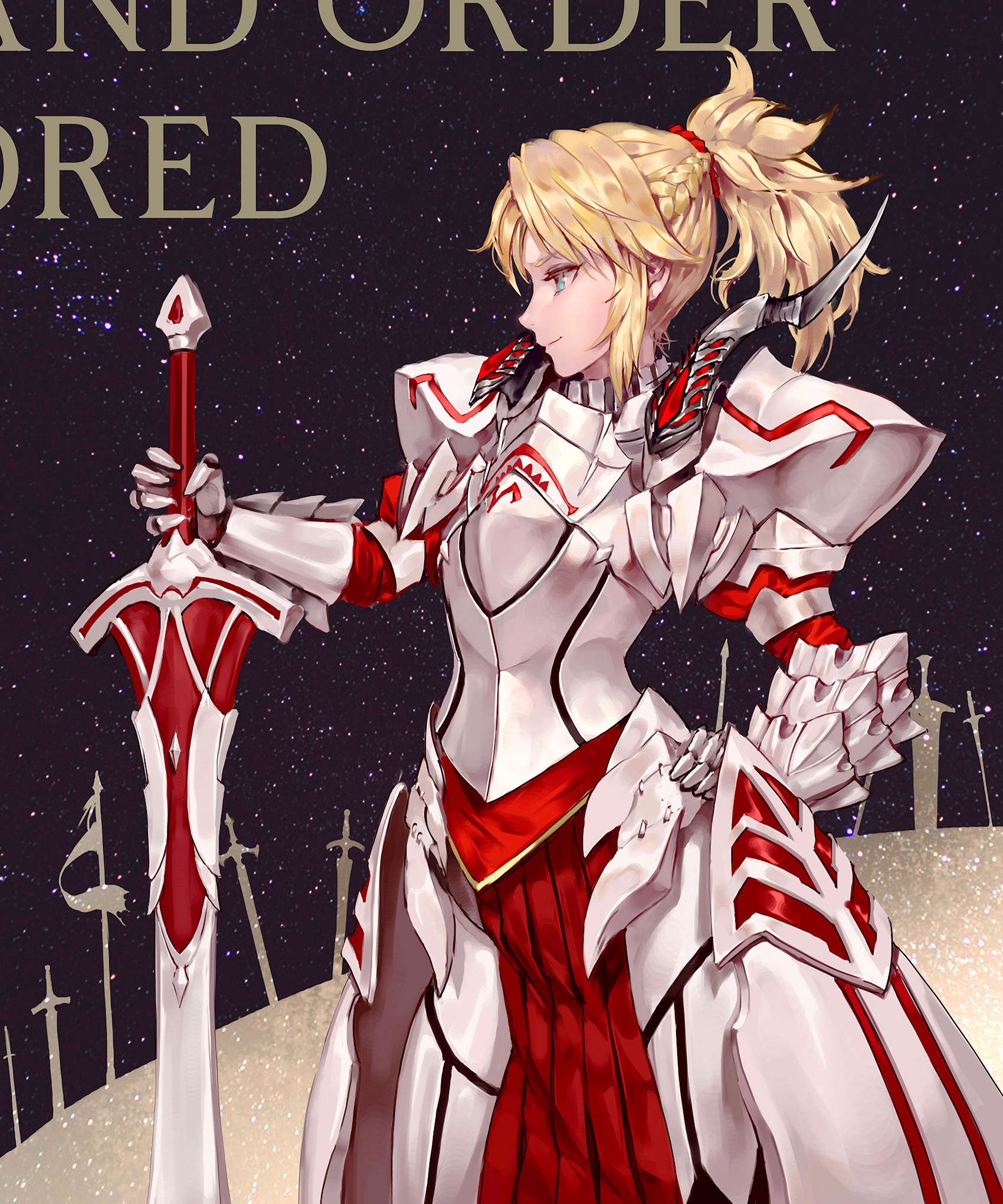 Fate Series FGO Fate Apocrypha Anime Girls Armor Long Hair Blond Hair 2D Ponytail Women With Swords  1700x2040