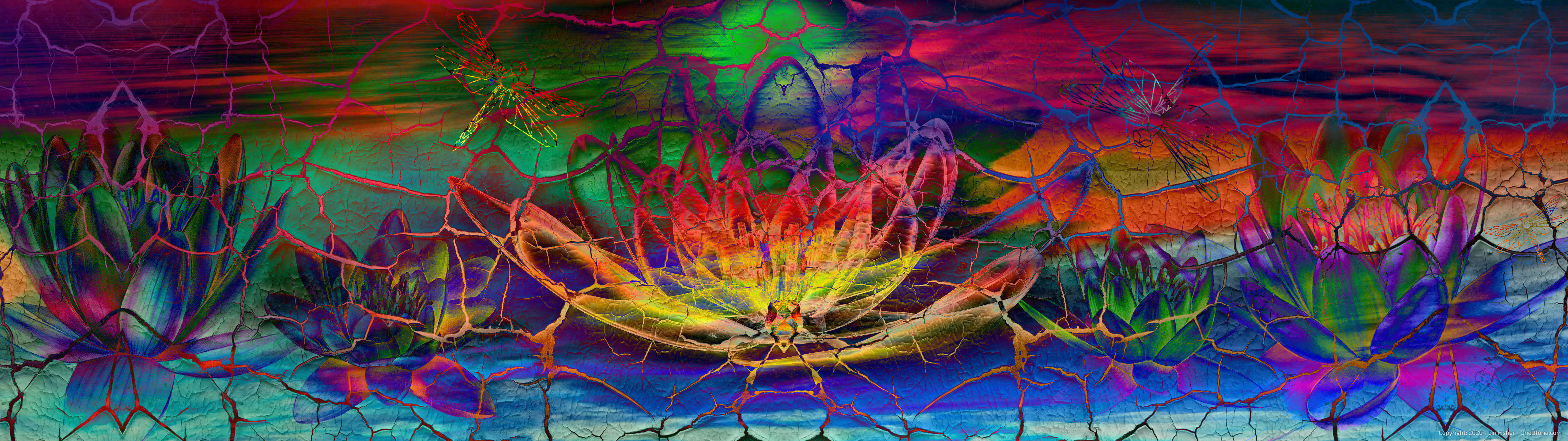 Metaphysical Spiritual Surreal Lotus Flowers Sacred Geometry Ai 5120x1440