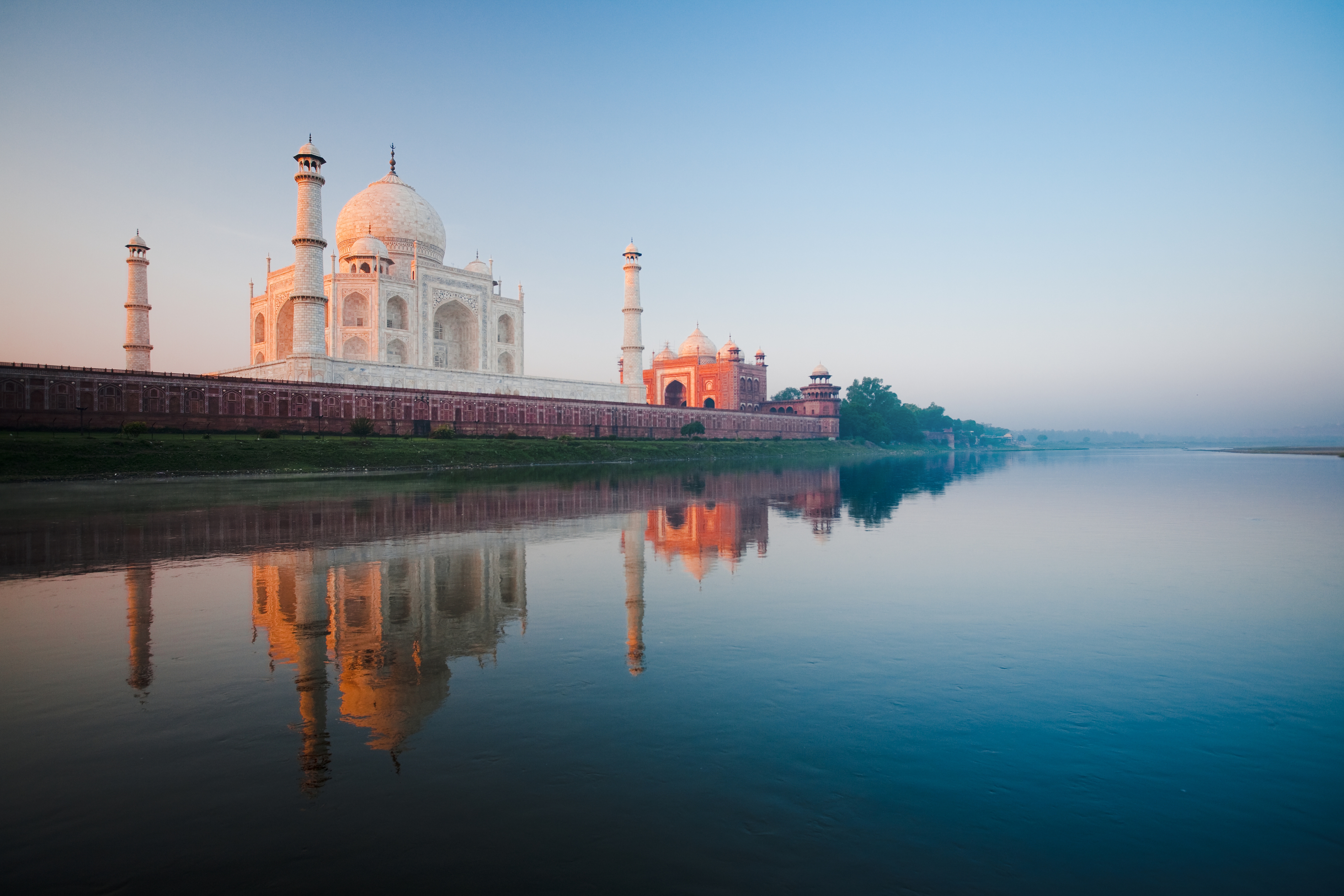 Taj Mahal India Agra Water Reflection Dome Monument Building 6814x4543