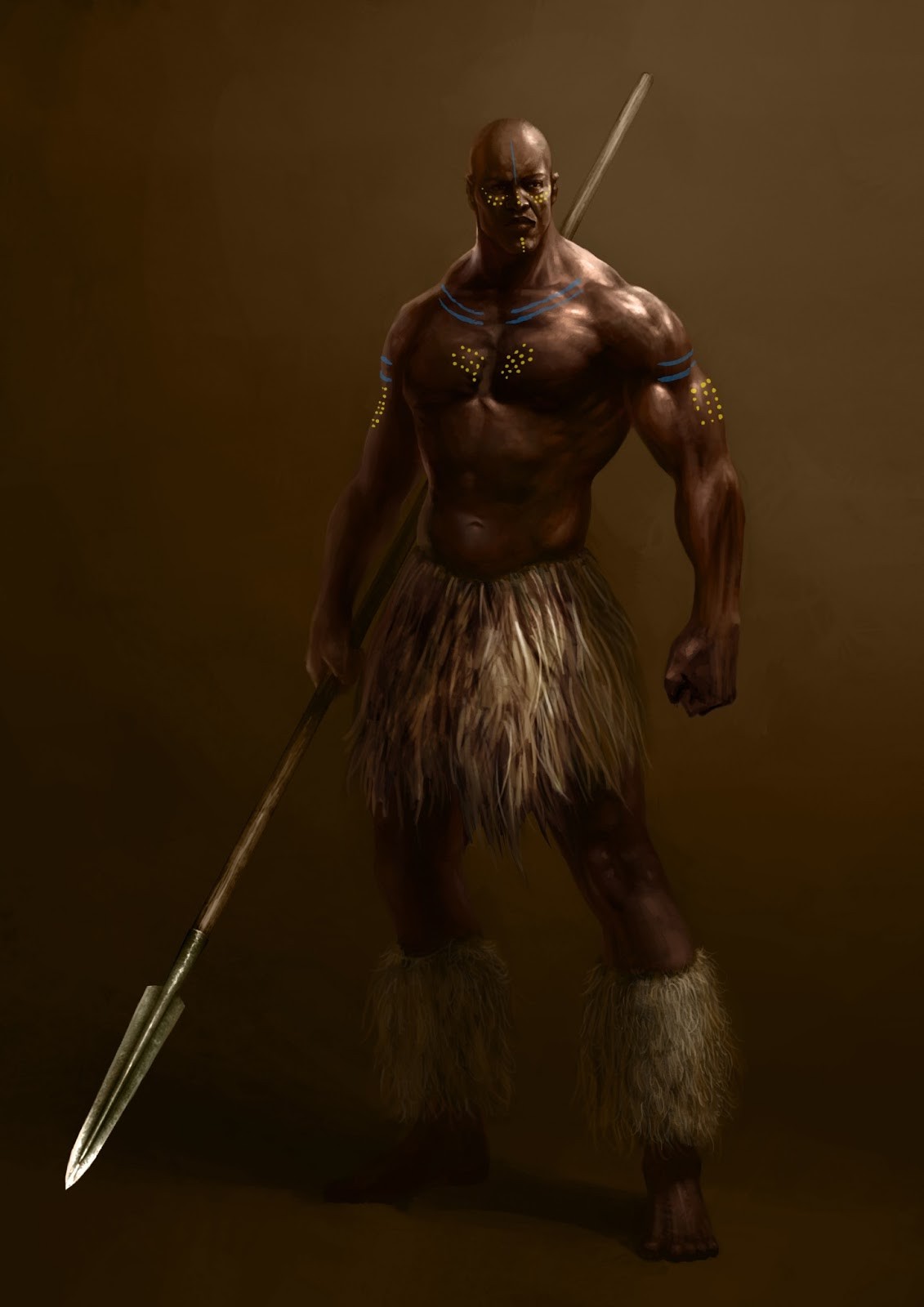 Ancient Old Warrior Fantasy Art Weapon Bodybuilder Spear Looking At Viewer South African 1131x1600