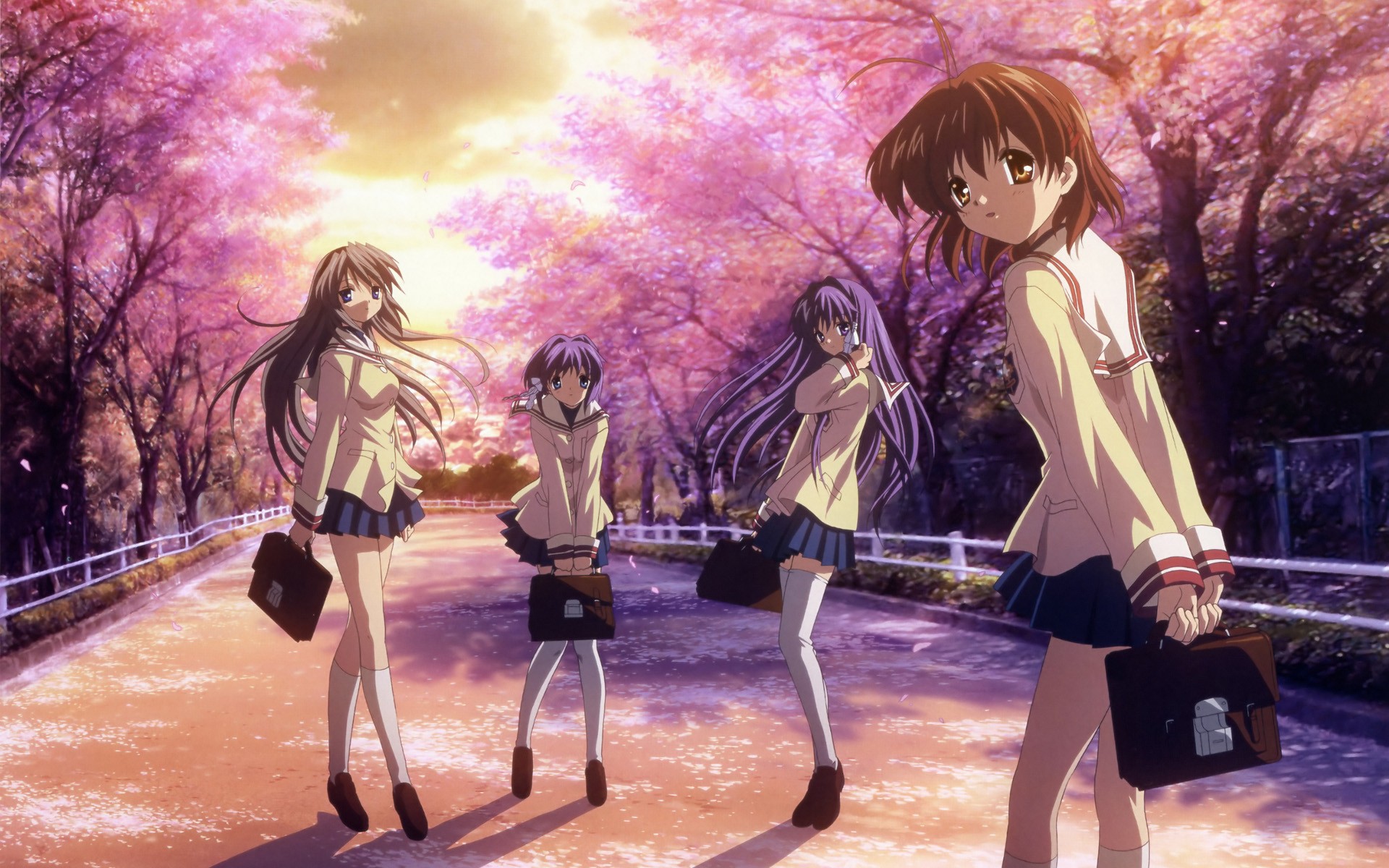 Sakagami Tomoyo Fujibayashi Ryou Fujibayashi Kyou Furukawa Nagisa Anime Girls Anime 1920x1200