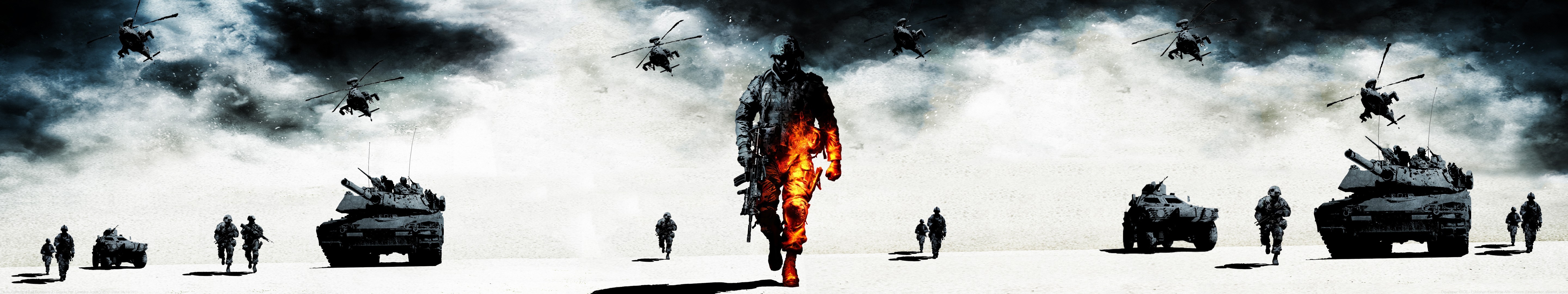 Battlefield Bad Company 2 Video Games Tank Soldier 5760x1080