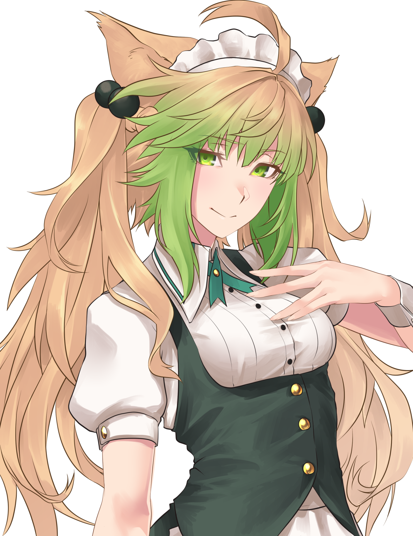 Fate Series FGO Fate Apocrypha Anime Girls 2D Simple Background Long Hair Multi Colored Hair Green H 1408x1828