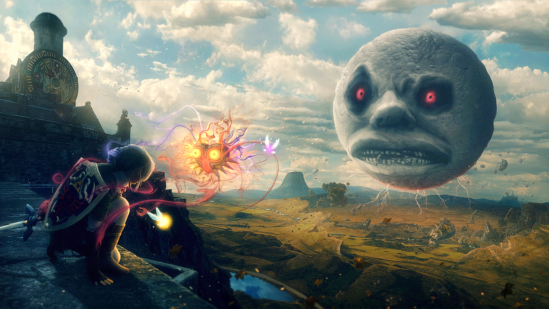 Erik Shoemaker Digital Art Artwork The Legend Of Zelda Majora S Mask Moon Link Fairies Landscape Swo 1920x1080