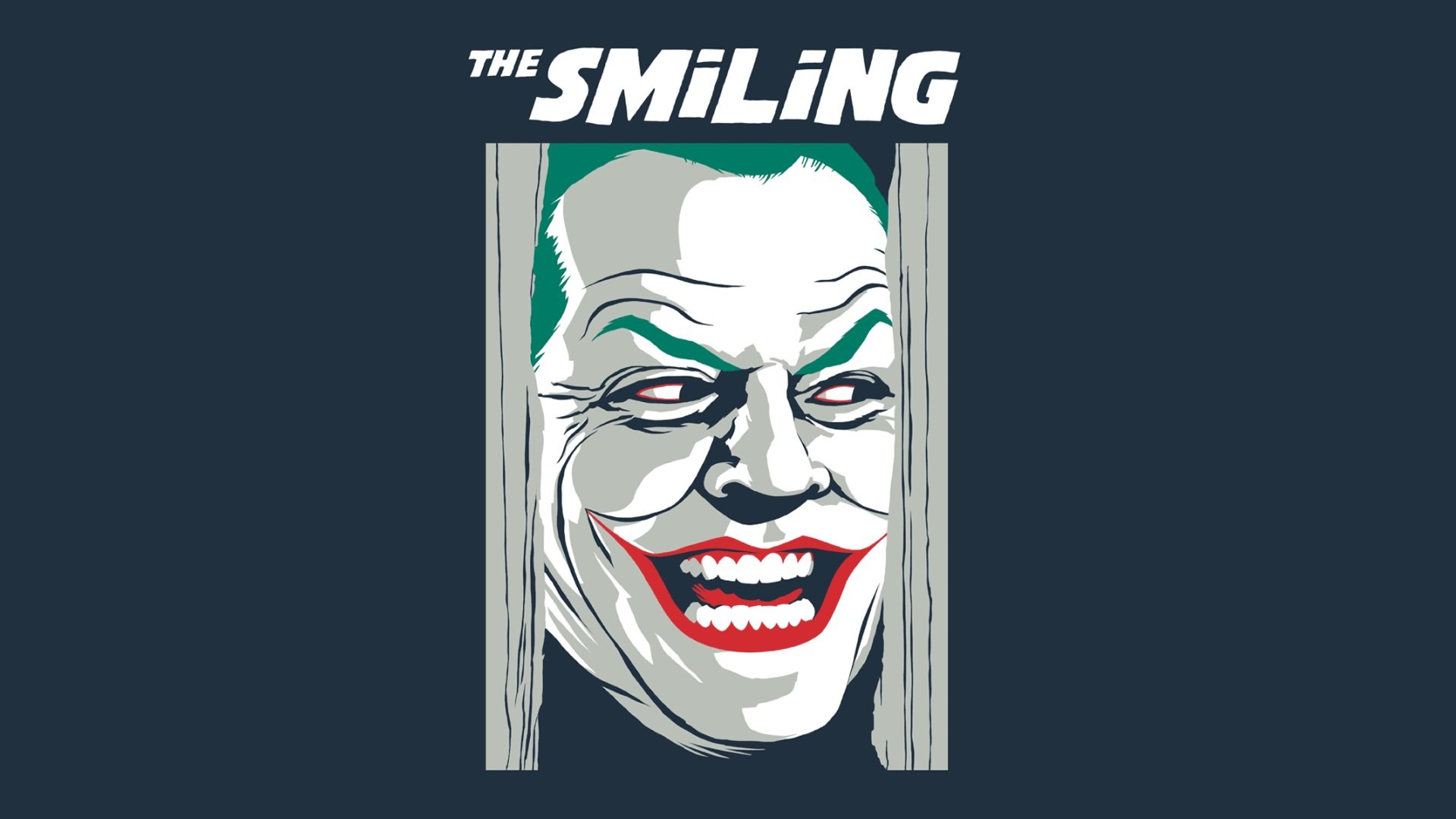 Digital Art Face Joker Movies The Shining Batman Smiling Crossover Humor Jack Nicholson Blue Backgro 1920x1080