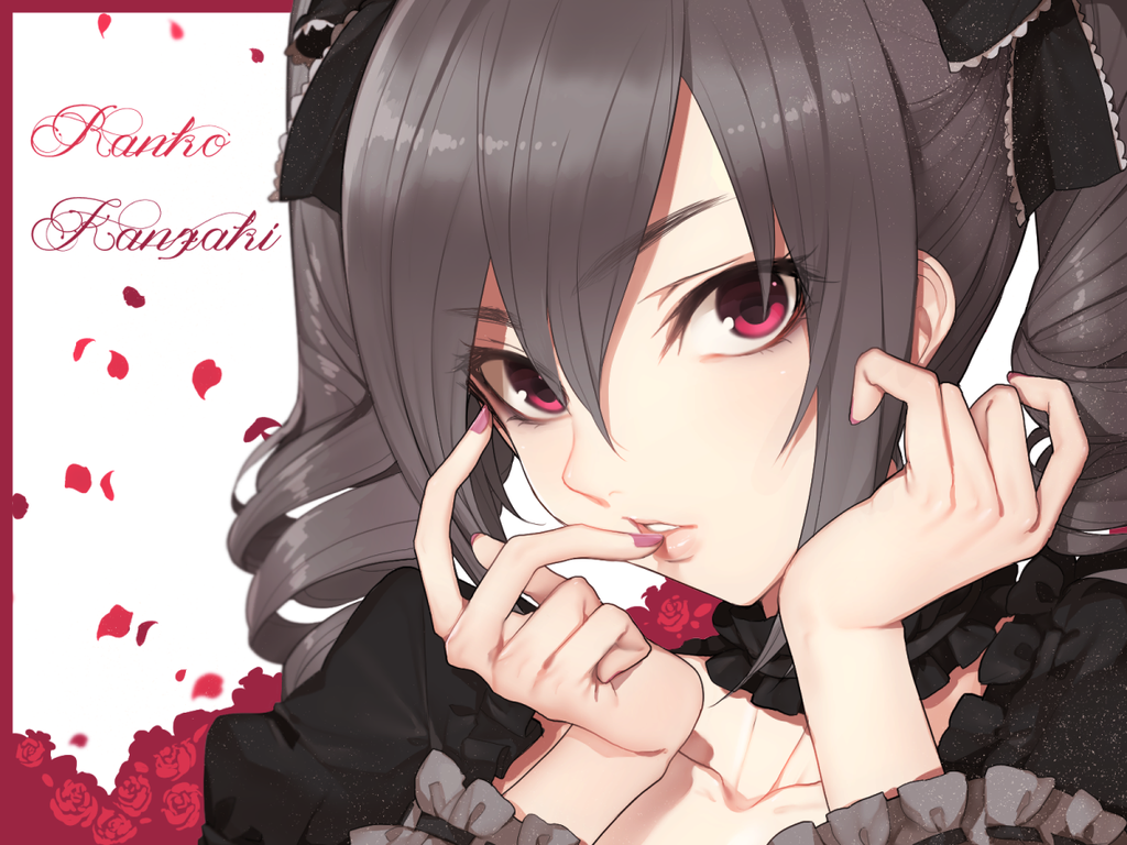 THE IDOLM STER THE IDOLM STER Cinderella Girls Kanzaki Ranko Flowers Gray Hair Red Eyes Anime Girls  1024x768