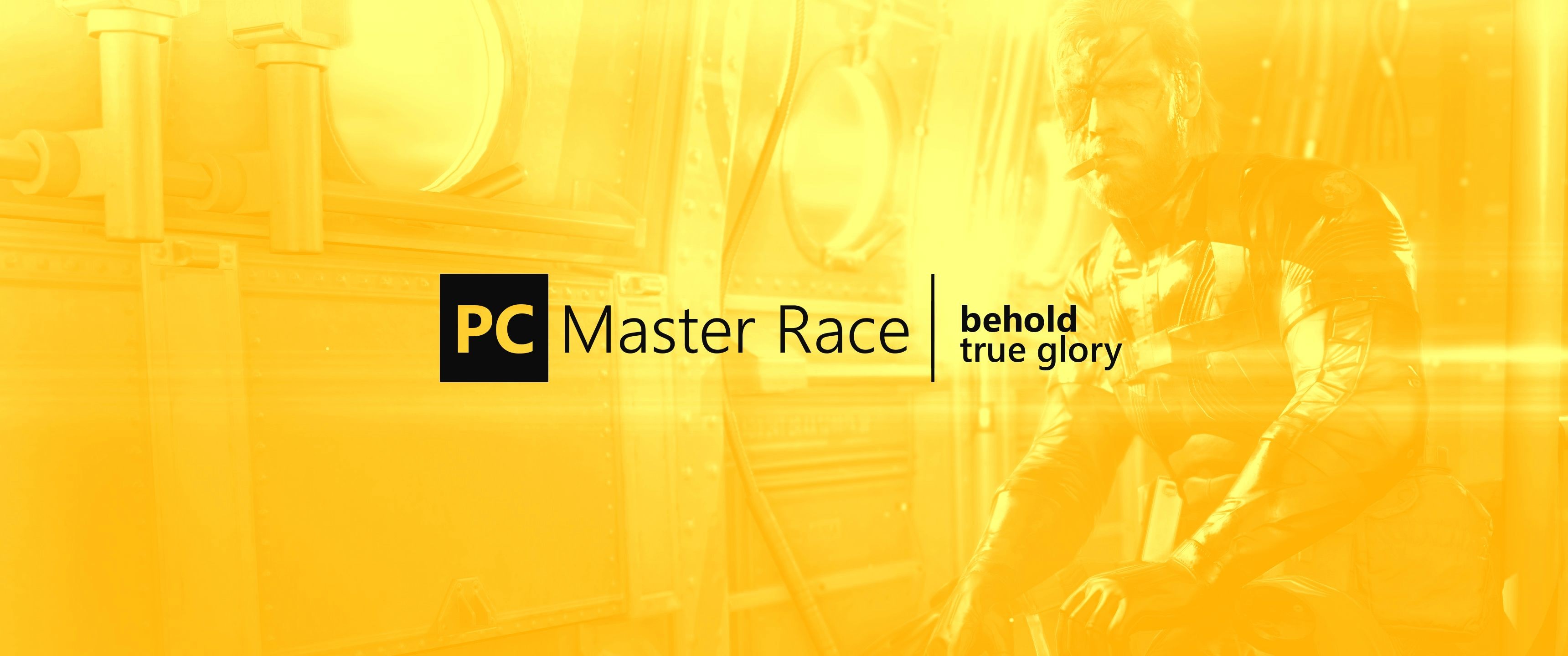 PC Gaming PC Master Race Yellow Background 3440x1440
