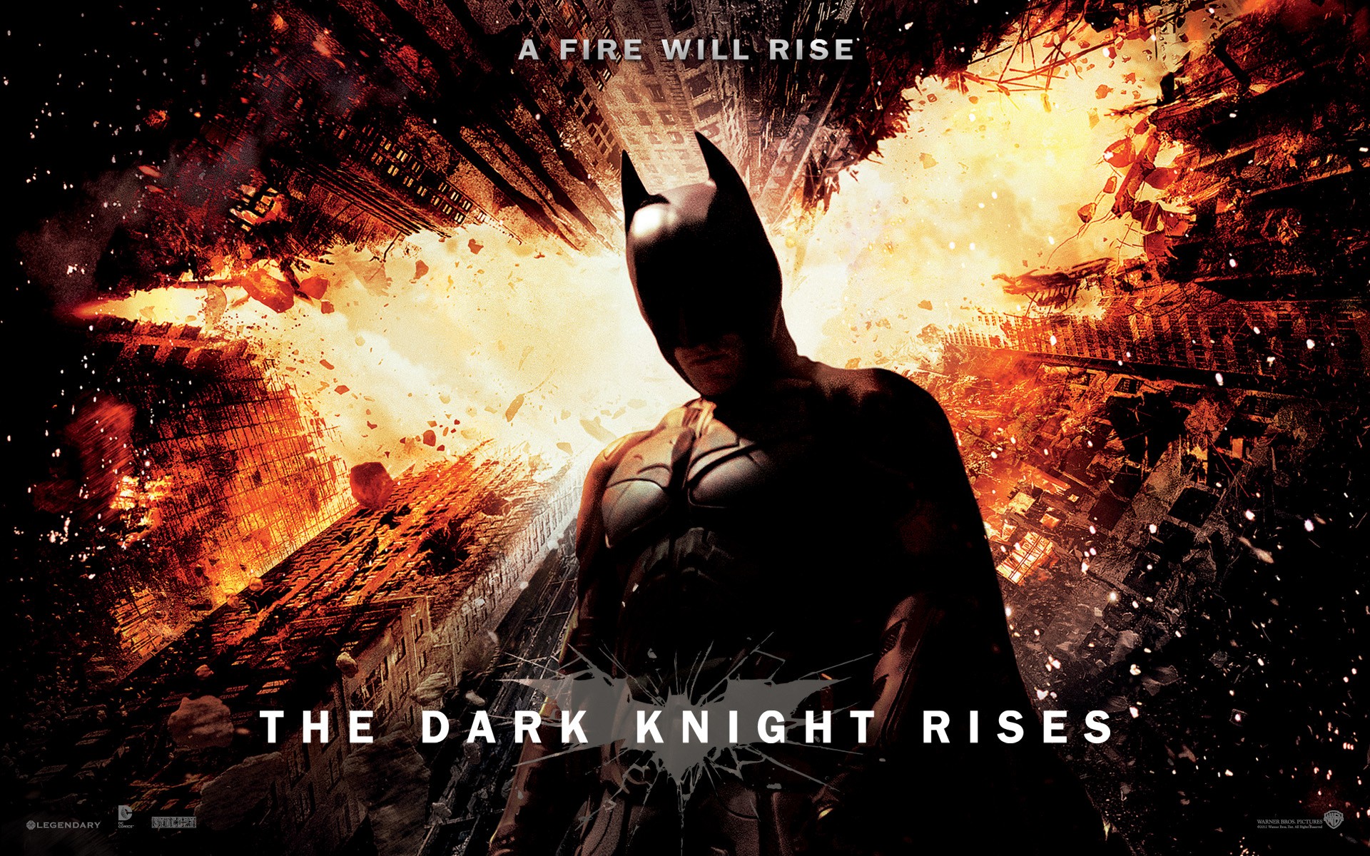 The Dark Knight Rises Batman Christian Bale Dark Knight Trilogy Fire Movie Poster 1920x1200