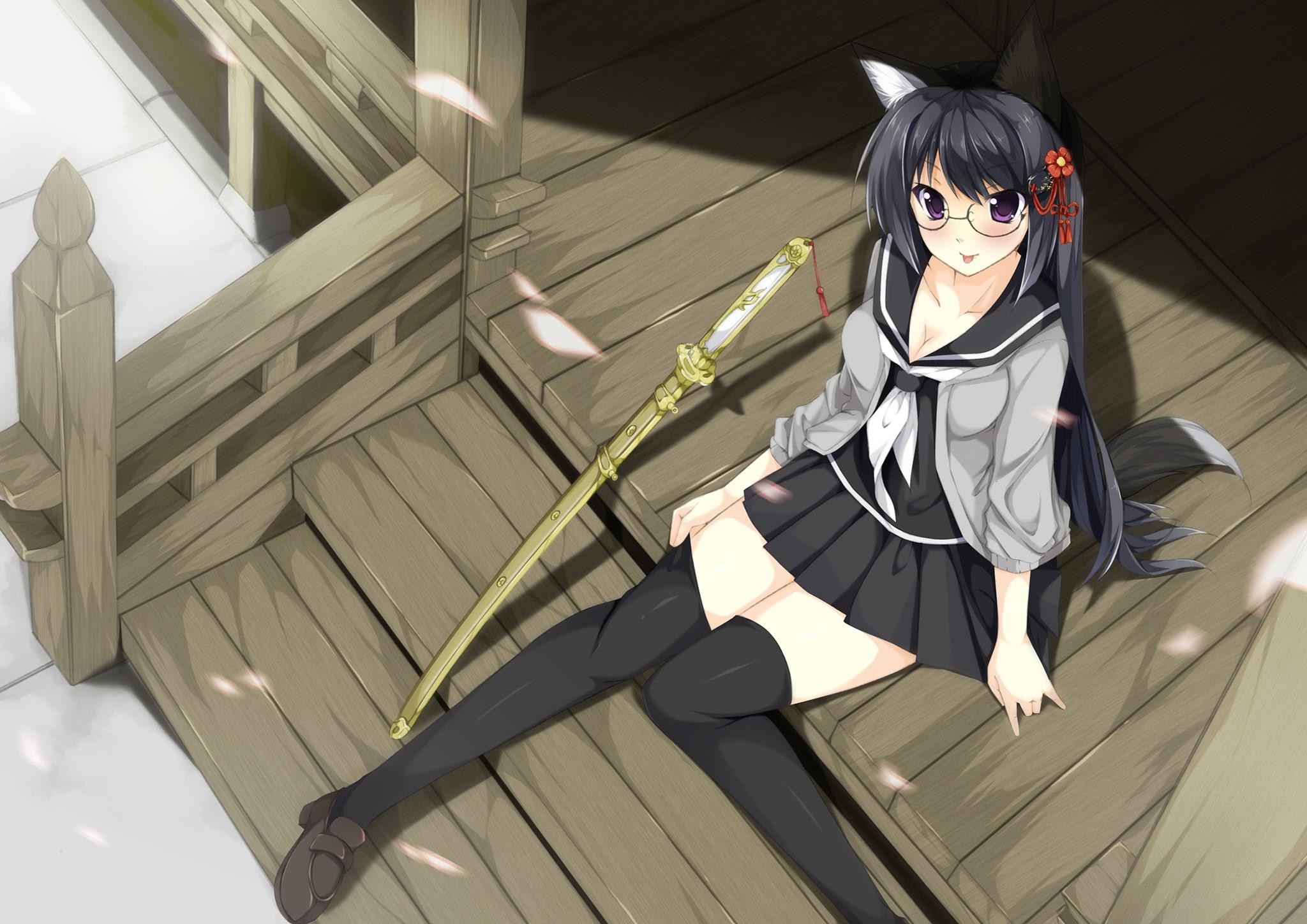 Cat Girl Blades Neko Ears Schoolgirl Japanese Sword 2048x1448