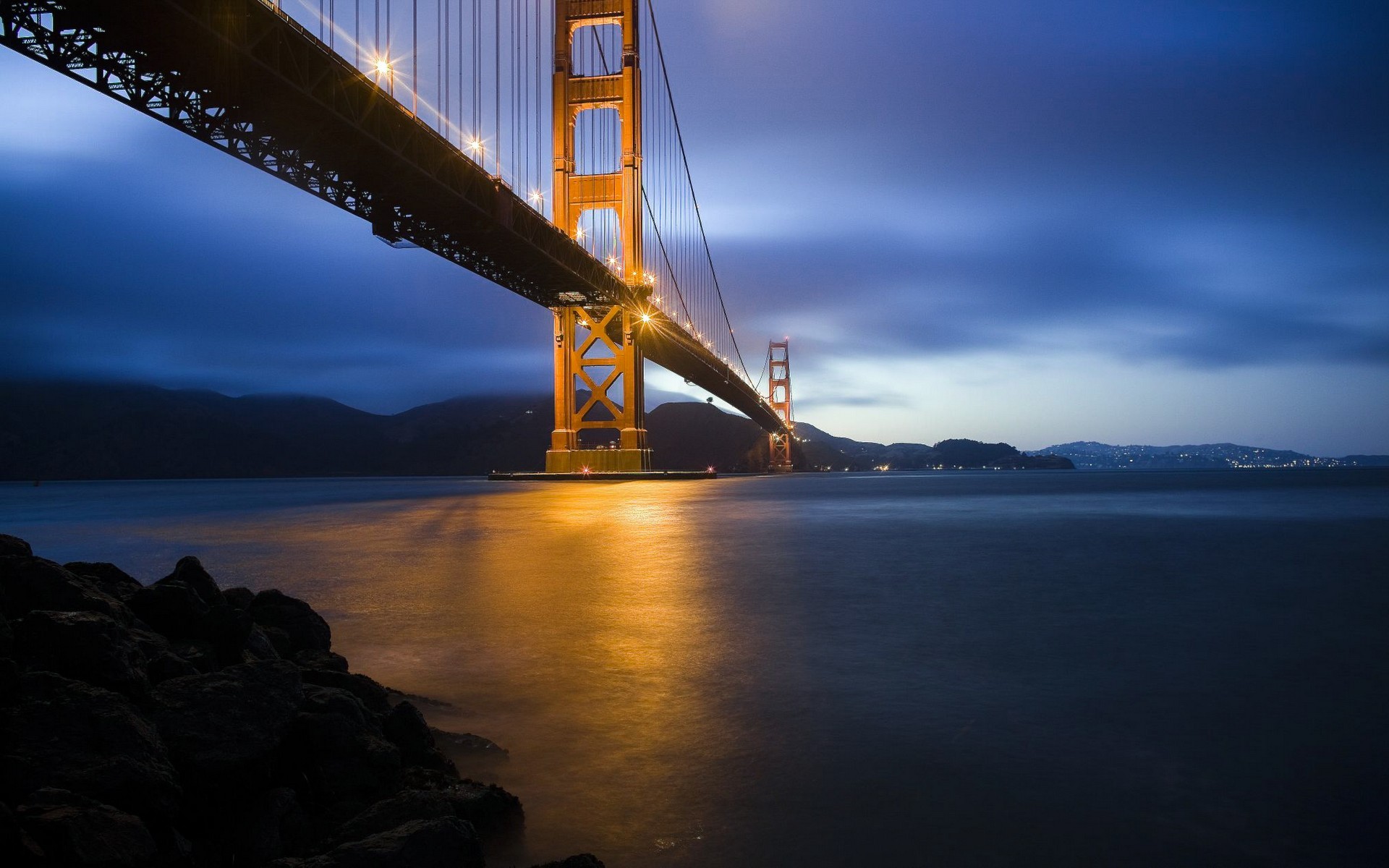 Bridge Suspension Bridge Golden Gate Bridge Dusk Street Light 1920x1200