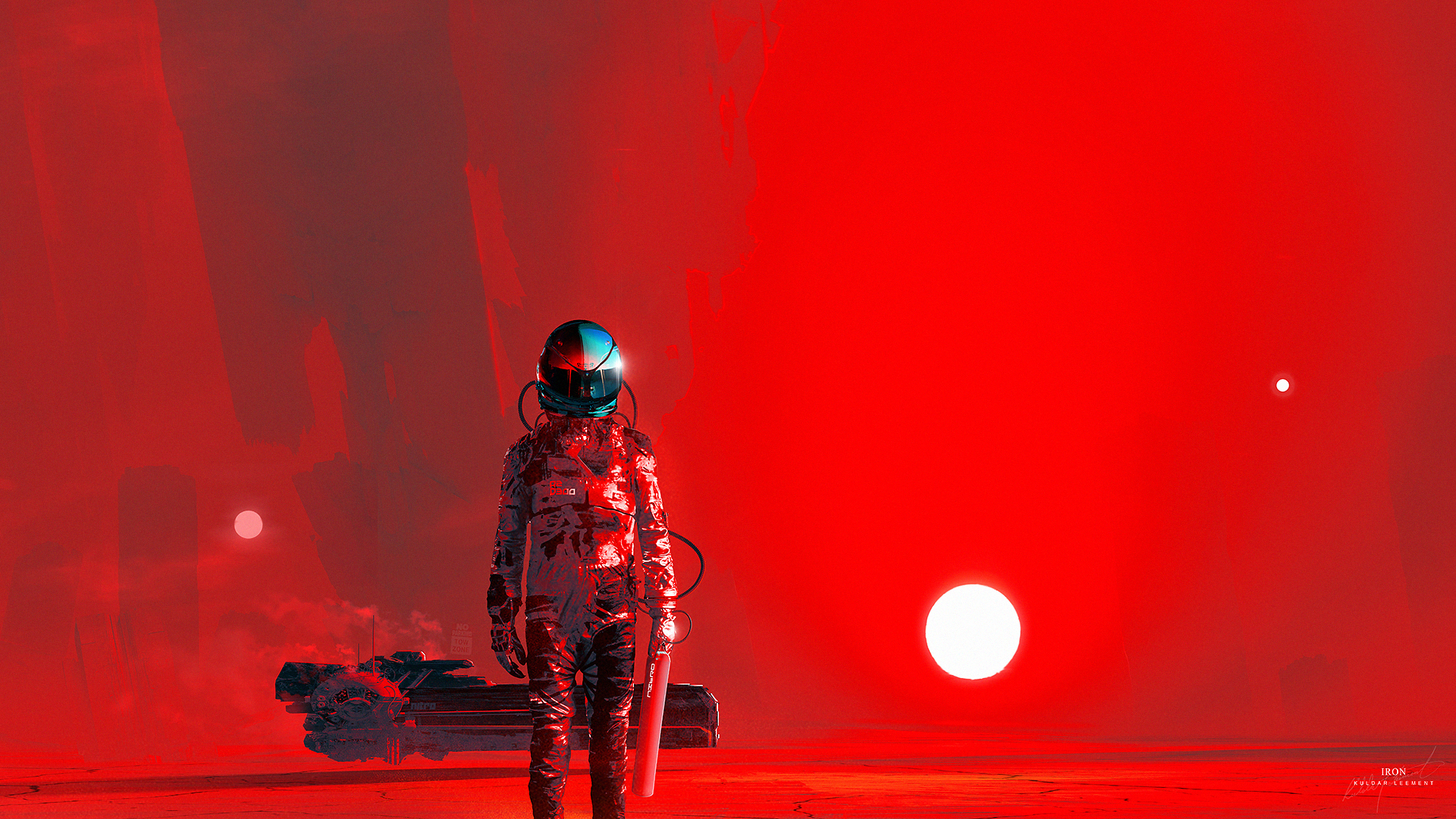Kuldar Leement Red Background Astronaut Science Fiction Artwork Kuldar Leement Science Fiction Fanta 1920x1080