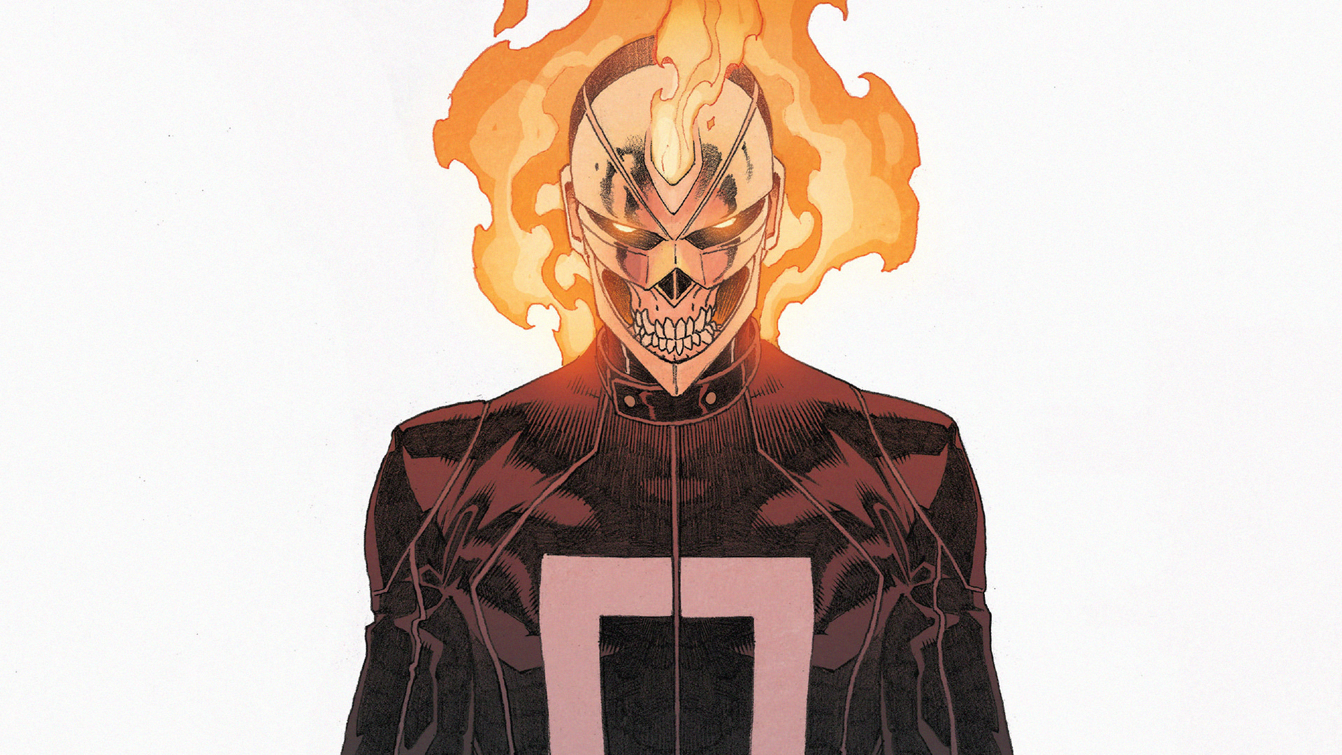 Marvel Comics Ghost Rider Robbie Reyes Skull Simple Background Fire Comics White Background 1920x1080