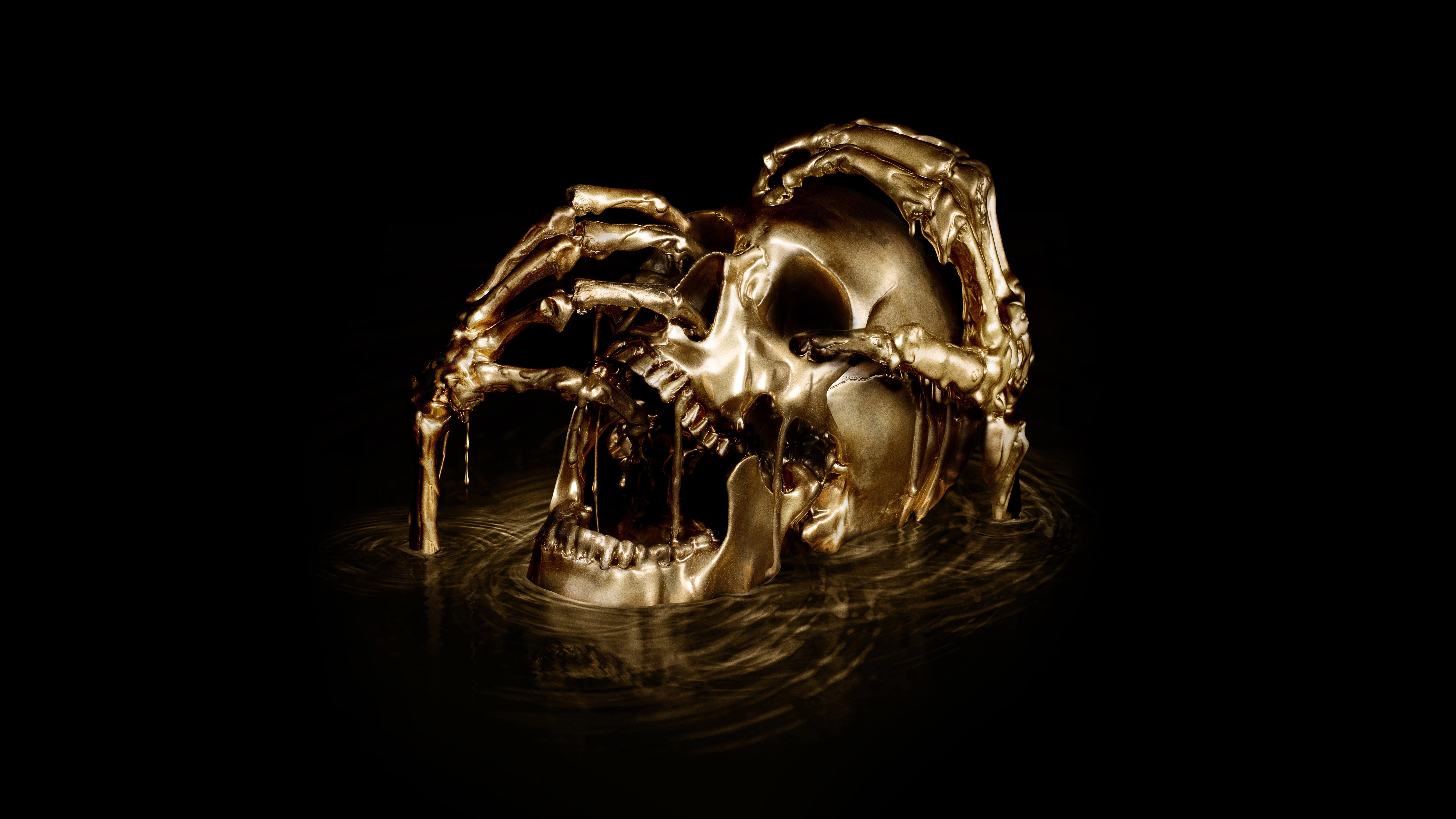 Skull Bones Head Gold Melting Black Sails TV Tv Series Starz 7680x4320